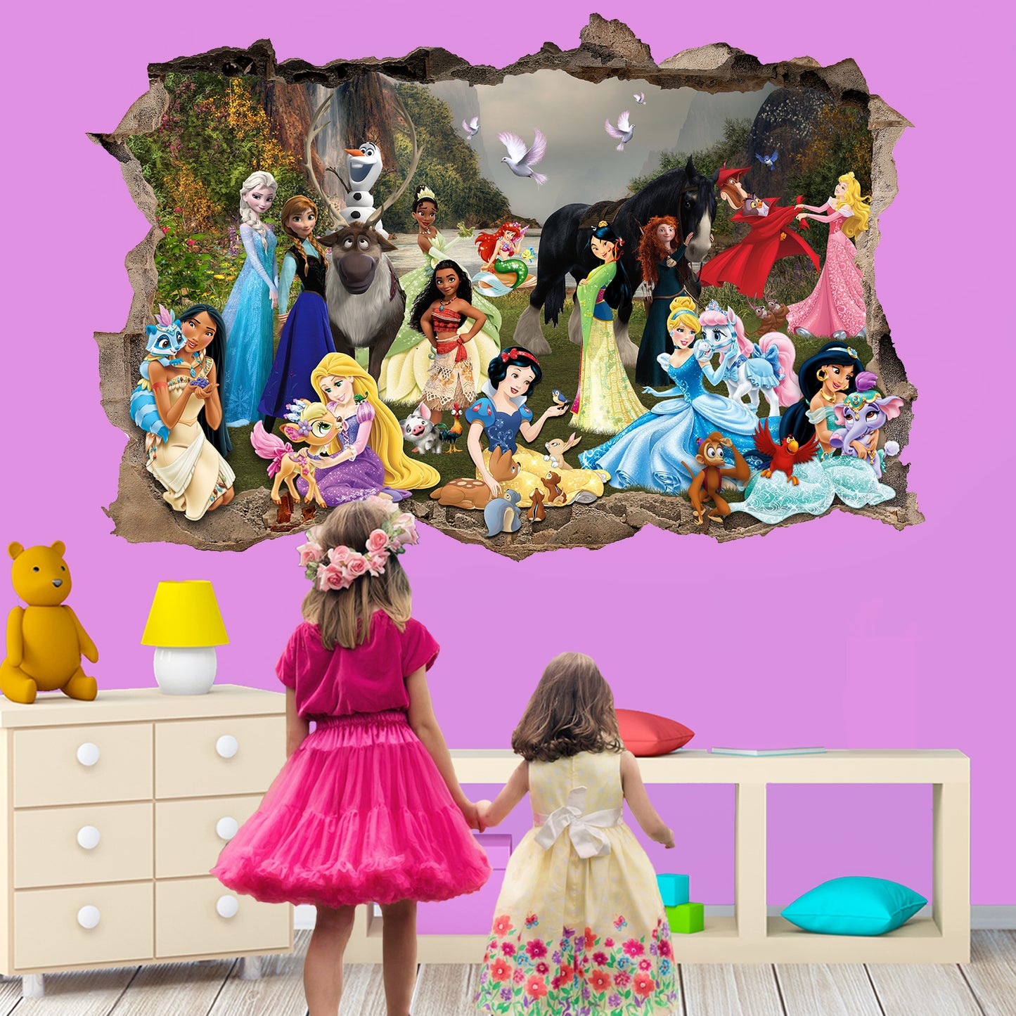 Princess Characters and Pets Wall Sticker Art Poster Decal Mural Nursery Room Decor 1081