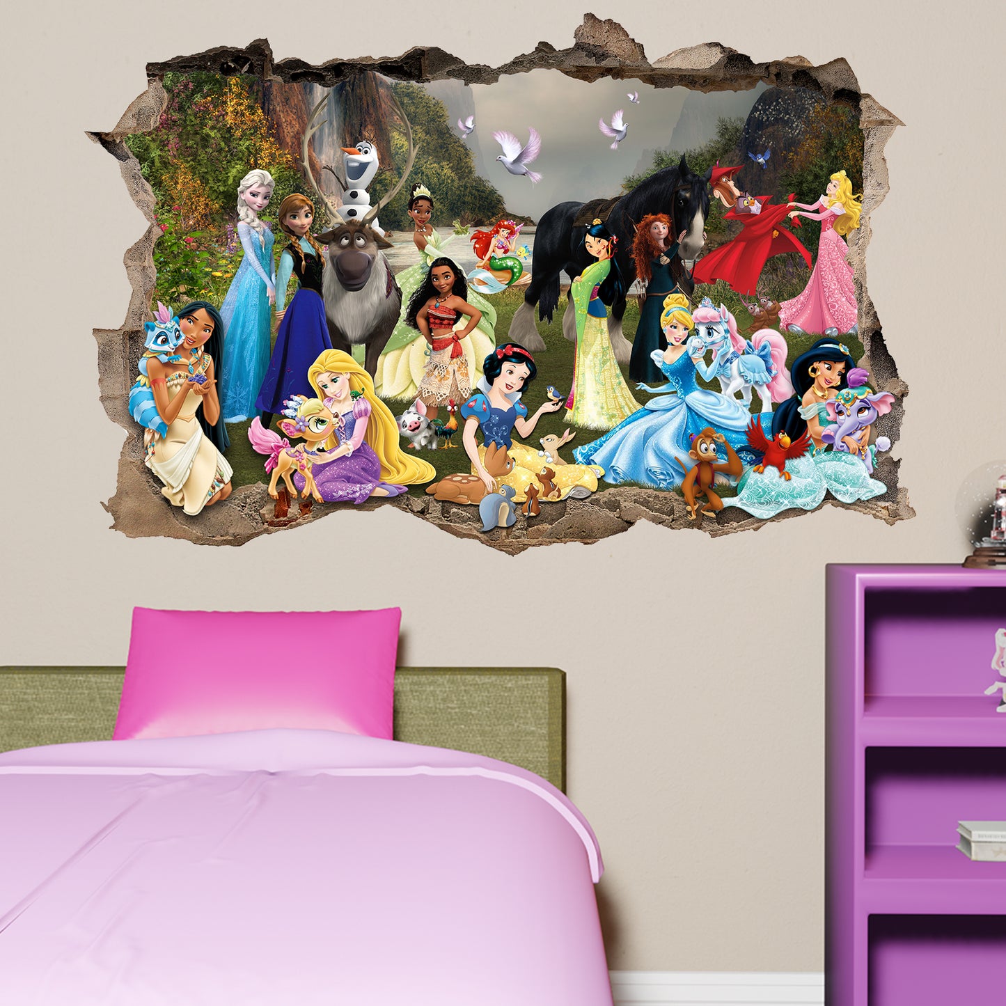 Princess Characters and Pets Wall Sticker Art Poster Decal Mural Nursery Room Decor 1081