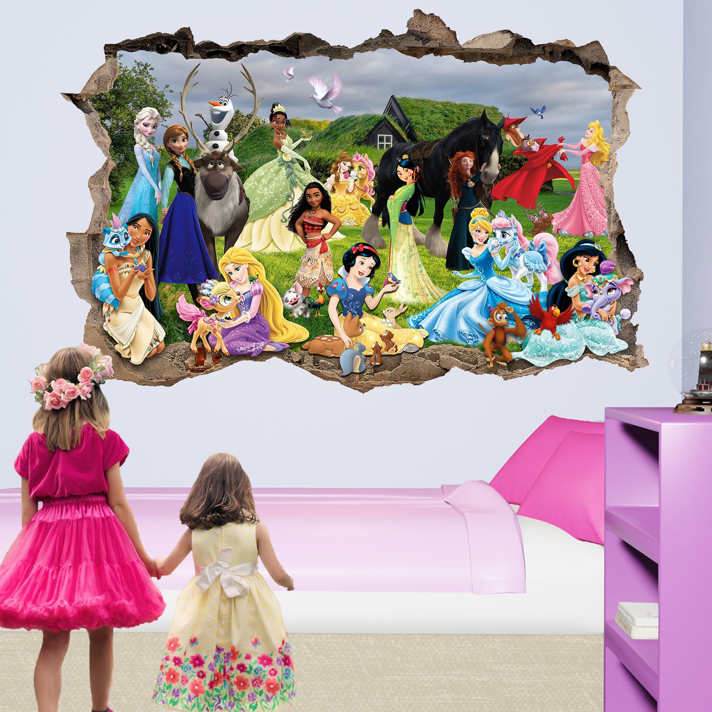 Princess Characters and Pets Wall Sticker Art Poster Decal Mural Nursery Girls Room Decor 1082
