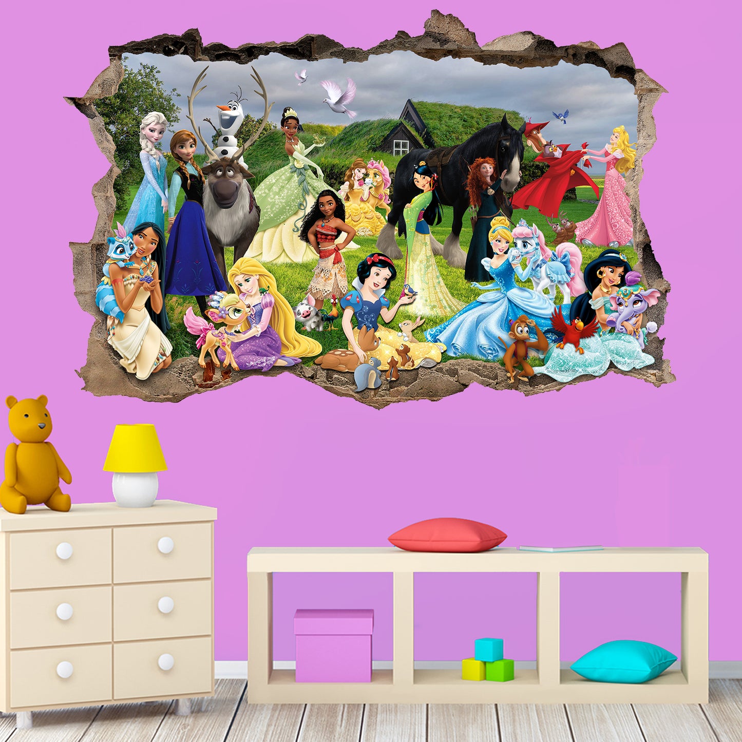 Princess Characters and Pets Wall Sticker Art Poster Decal Mural Nursery Girls Room Decor 1082
