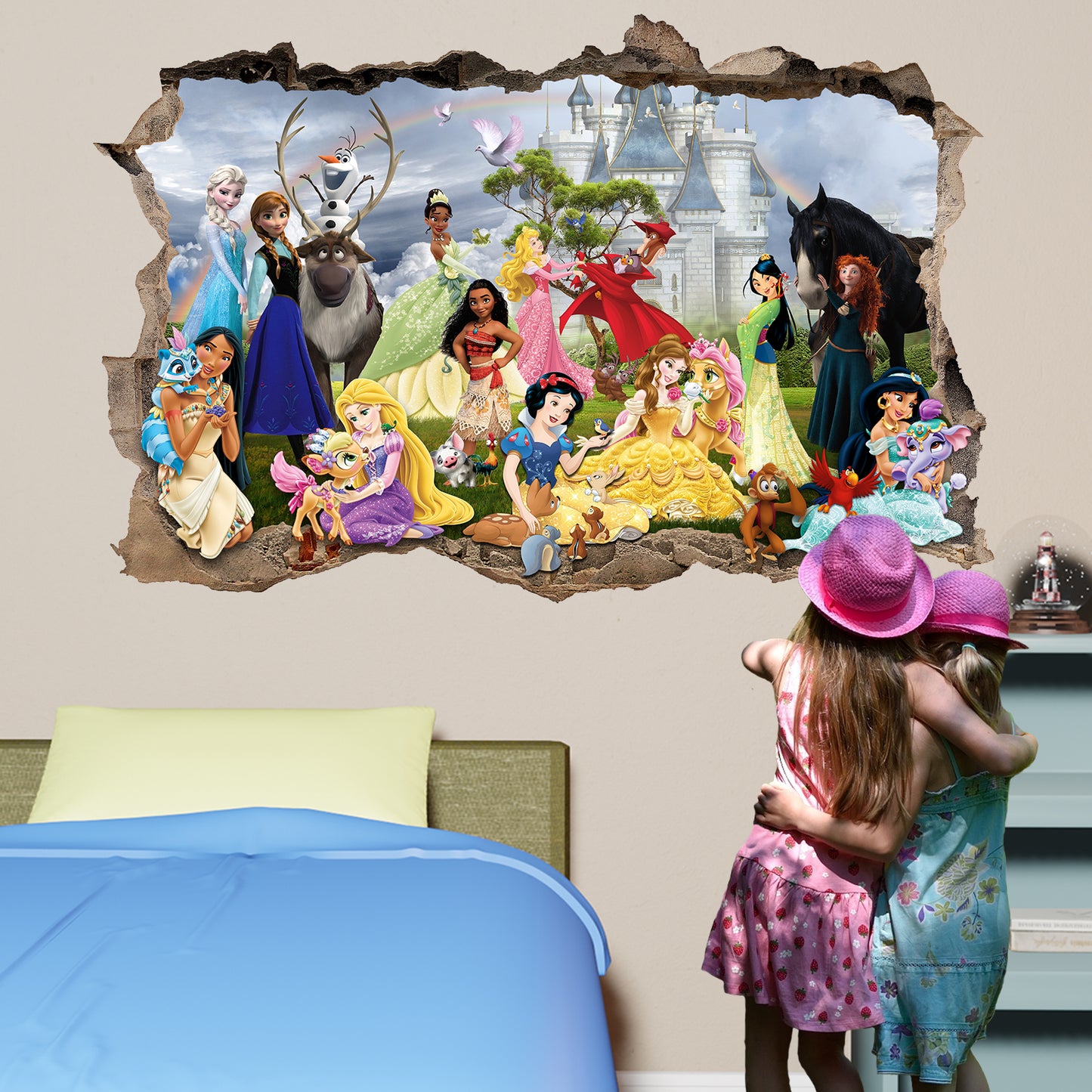 Disney Castle Princess Characters and Pets Wall Sticker Art Poster Decal Mural Nursery Girls Room Decor 1083