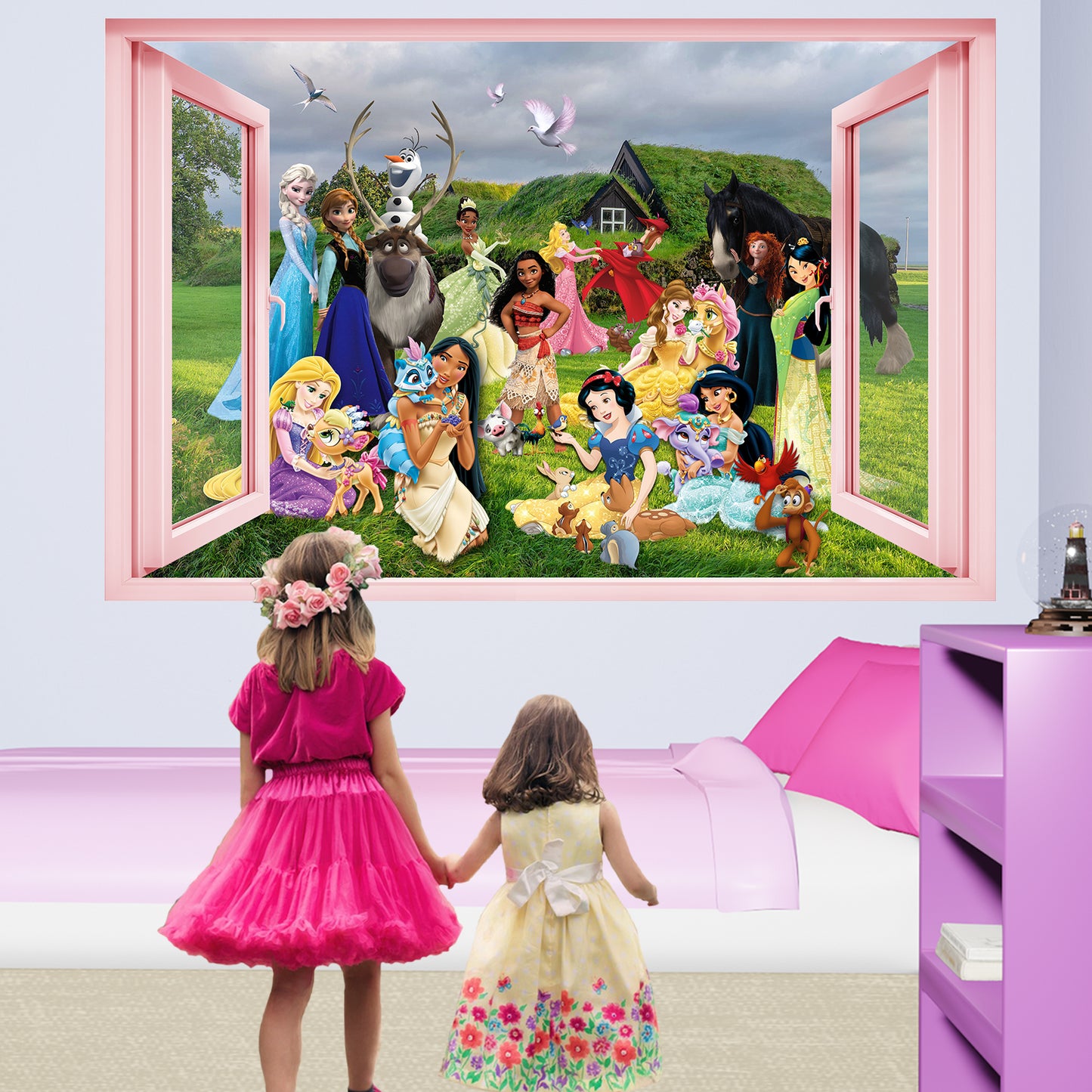 Princess Characters and Pets Wall Sticker Art Poster Decal Mural Nursery Girls Room Decor 1084