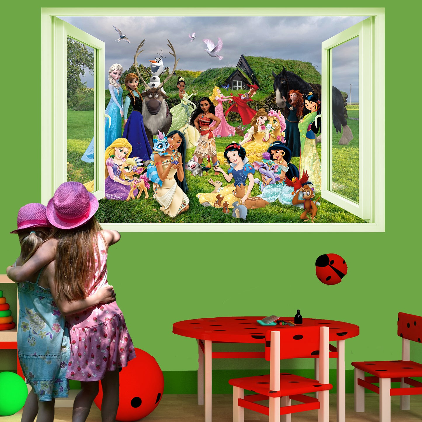 Princess Characters and Pets Wall Sticker Art Poster Decal Mural Nursery Girls Bedroom Decor 1085