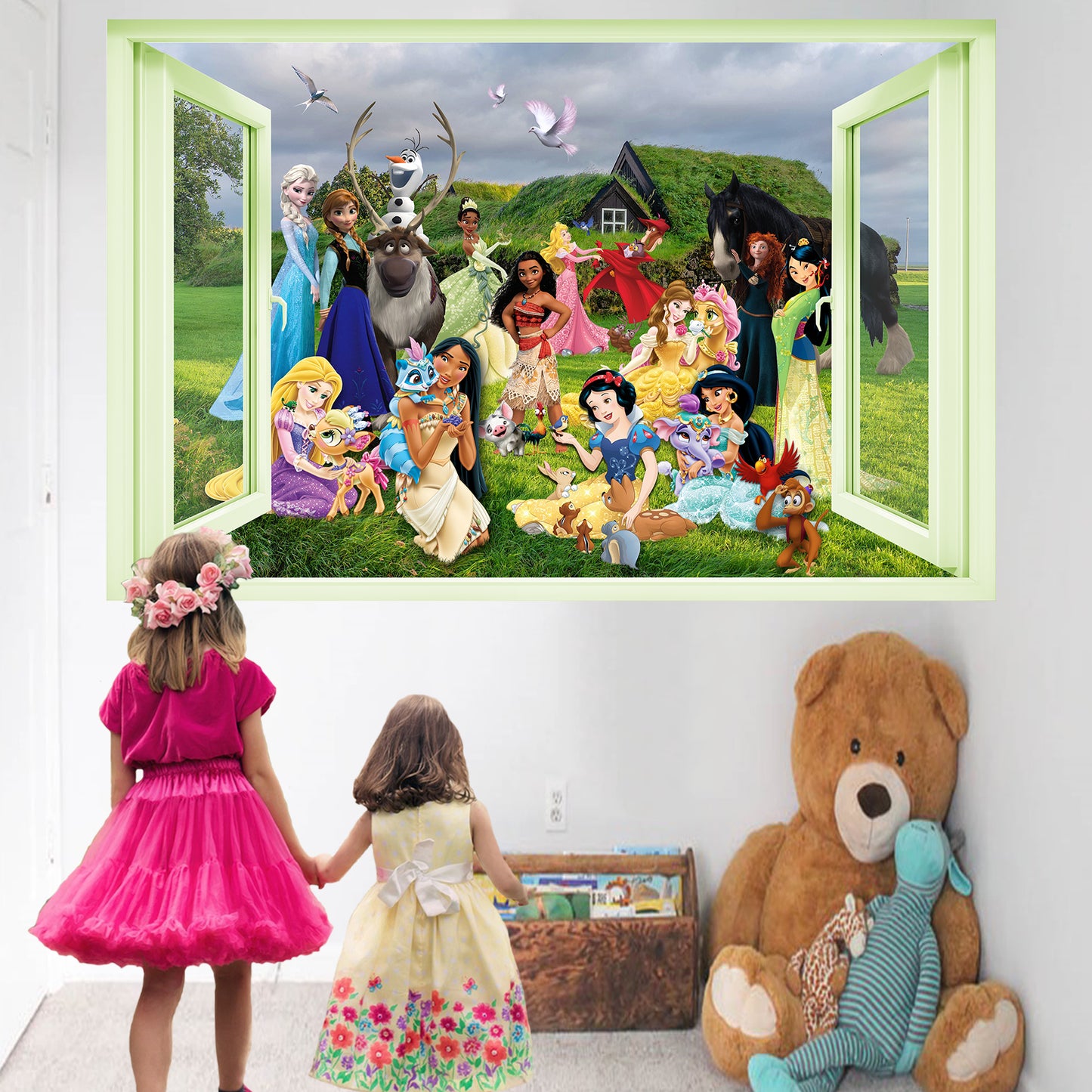 Princess Characters and Pets Wall Sticker Art Poster Decal Mural Nursery Girls Bedroom Decor 1085