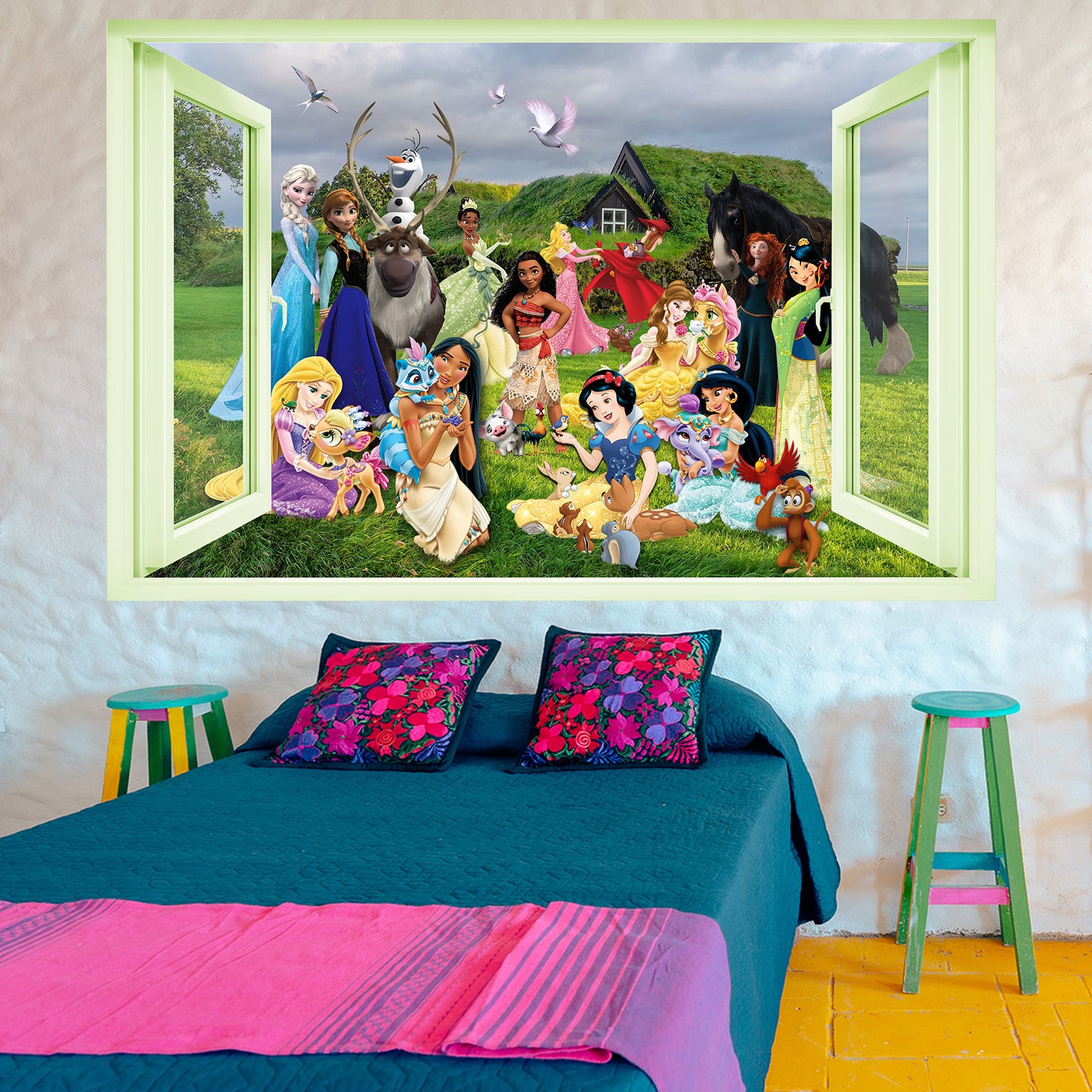 Princess Characters and Pets Wall Sticker Art Poster Decal Mural Nursery Girls Bedroom Decor 1085