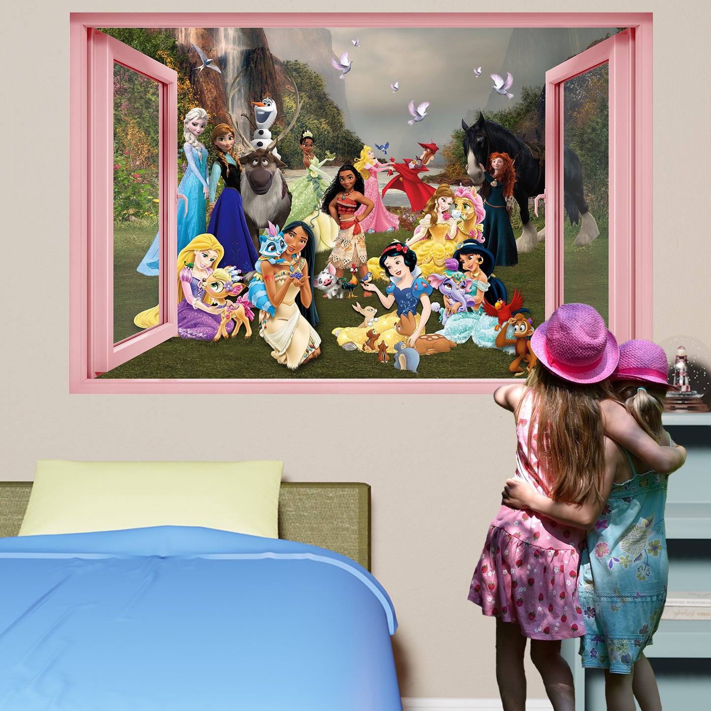 Princess Characters Pets and Fairies Wall Sticker Art Poster Decal Mural Nursery Girls Bedroom Decor 1086
