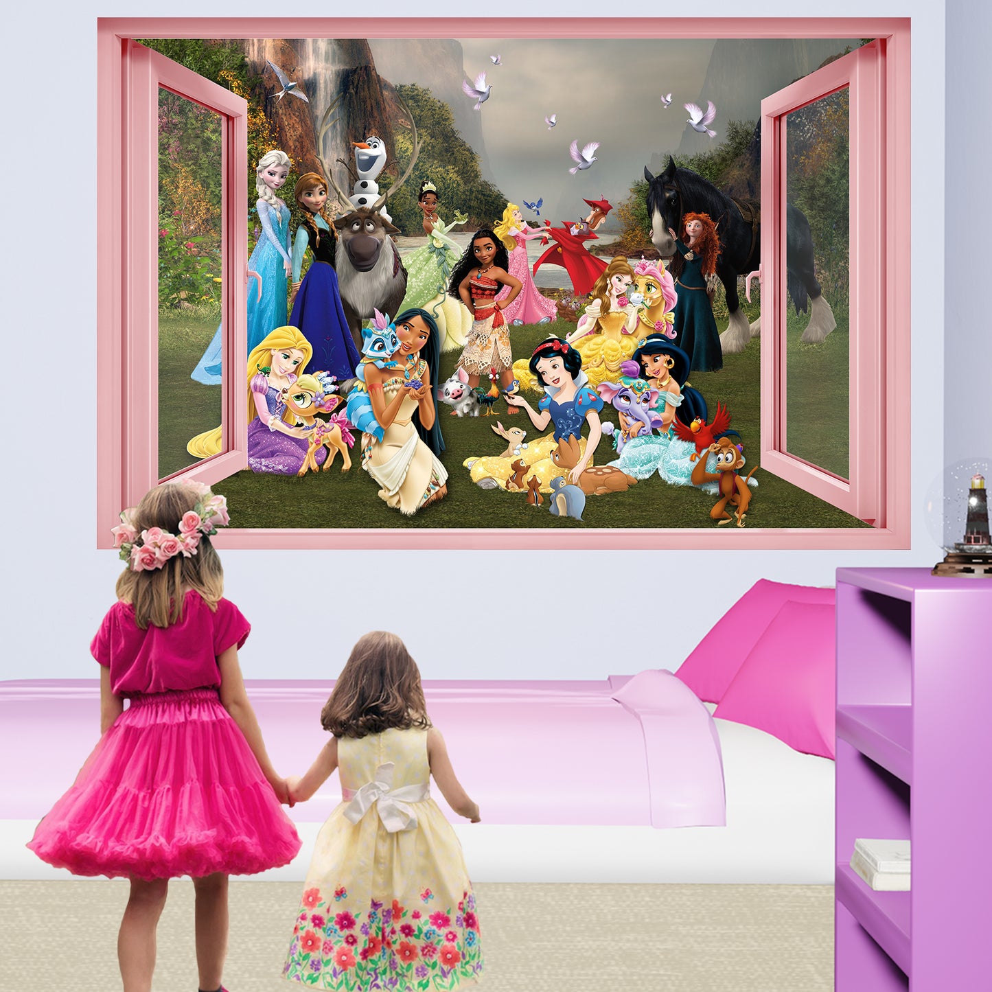 Princess Characters Pets and Fairies Wall Sticker Art Poster Decal Mural Nursery Girls Bedroom Decor 1086