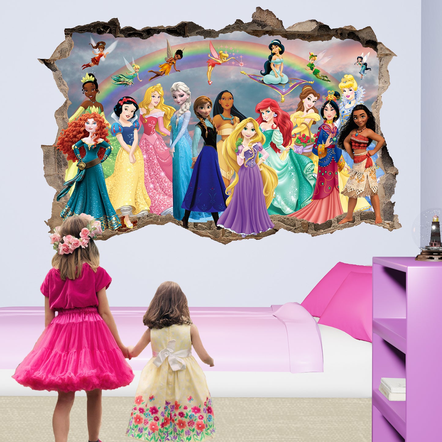 Rainbow Princess Characters Fairies Wall Sticker Art Poster Decal Mural Nursery Bedroom Decor 1093