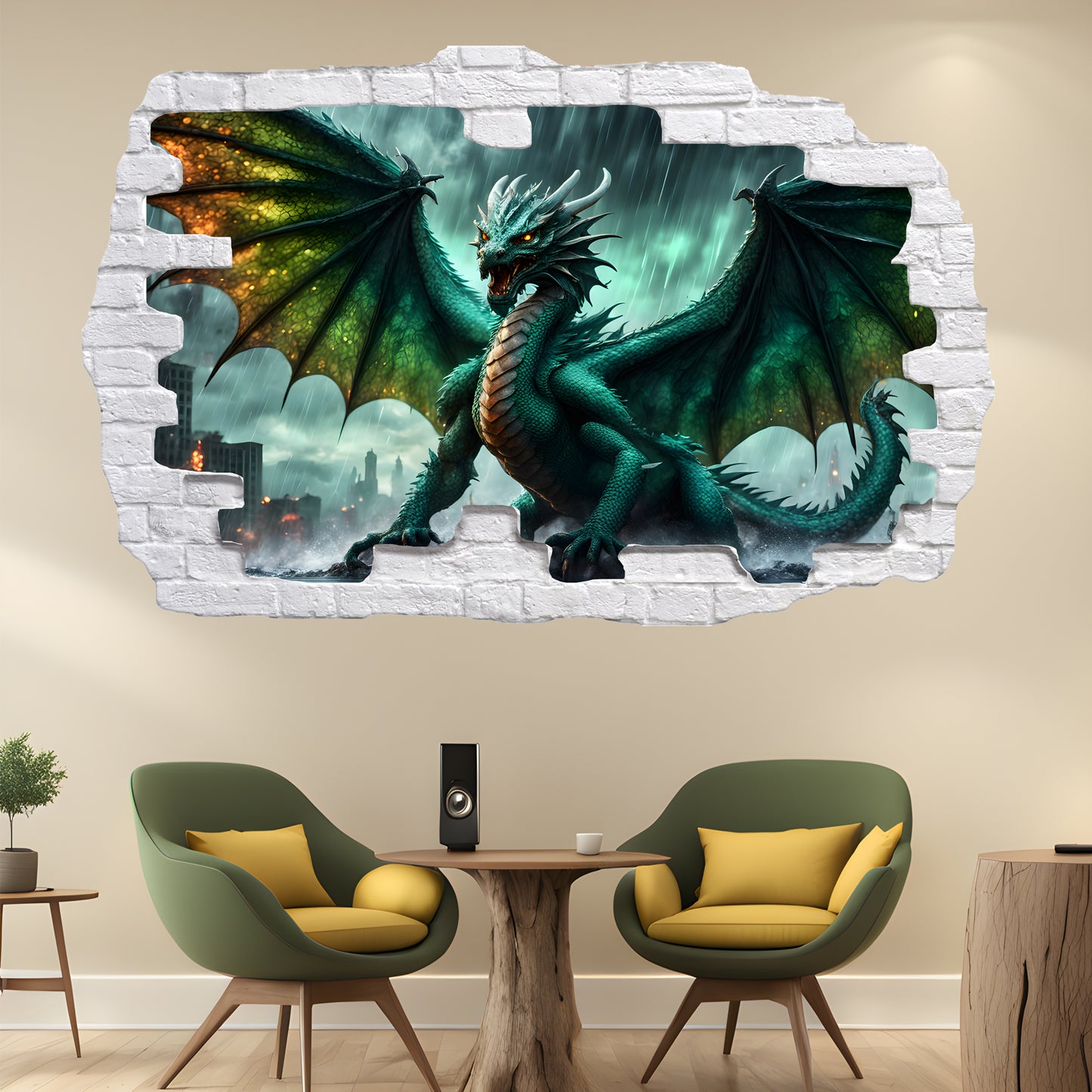 Big 3D Japanese Dragon Decal Poster