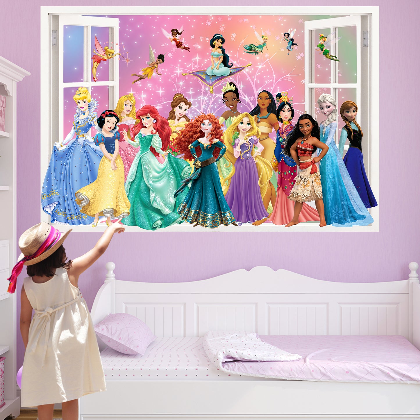 Princess Characters Wall Sticker Art Poster Elsa Ariel Decal Mural Nursery Room Decor 720