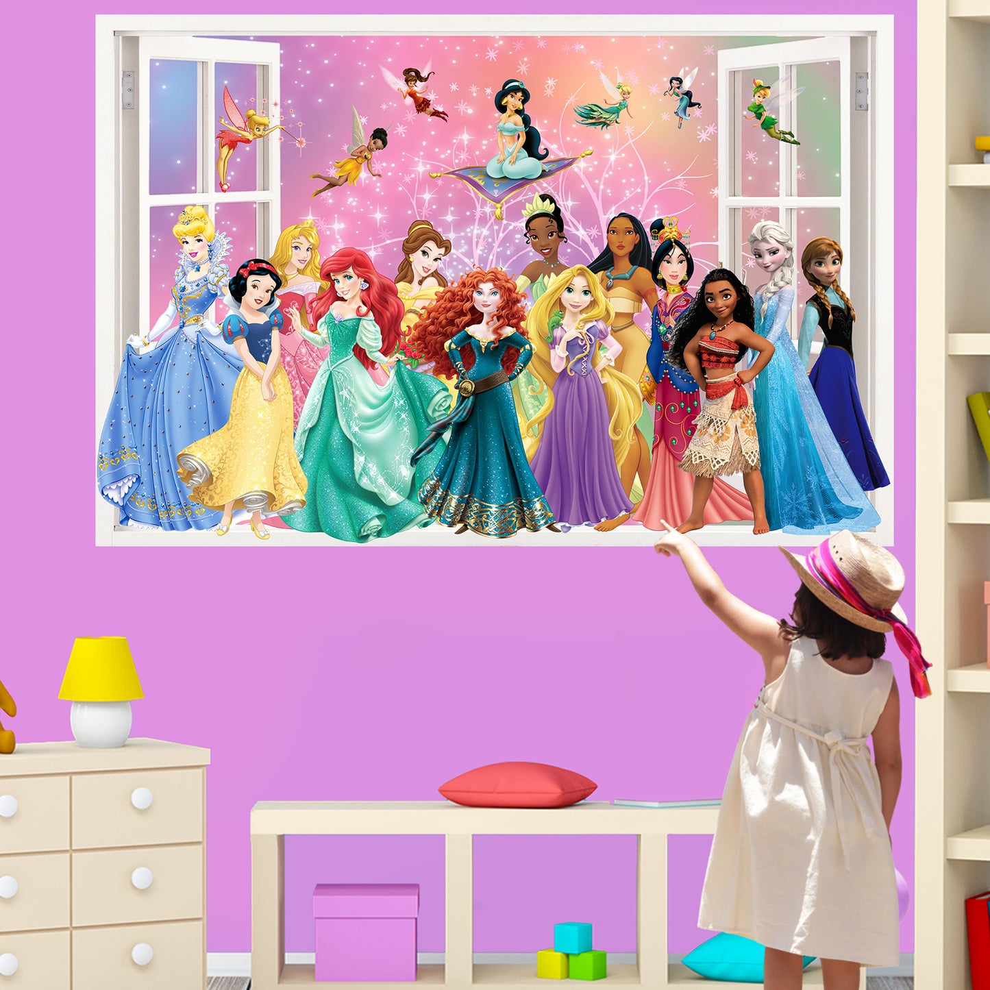 Princess Characters Wall Sticker Art Poster Elsa Ariel Decal Mural Nursery Room Decor 720