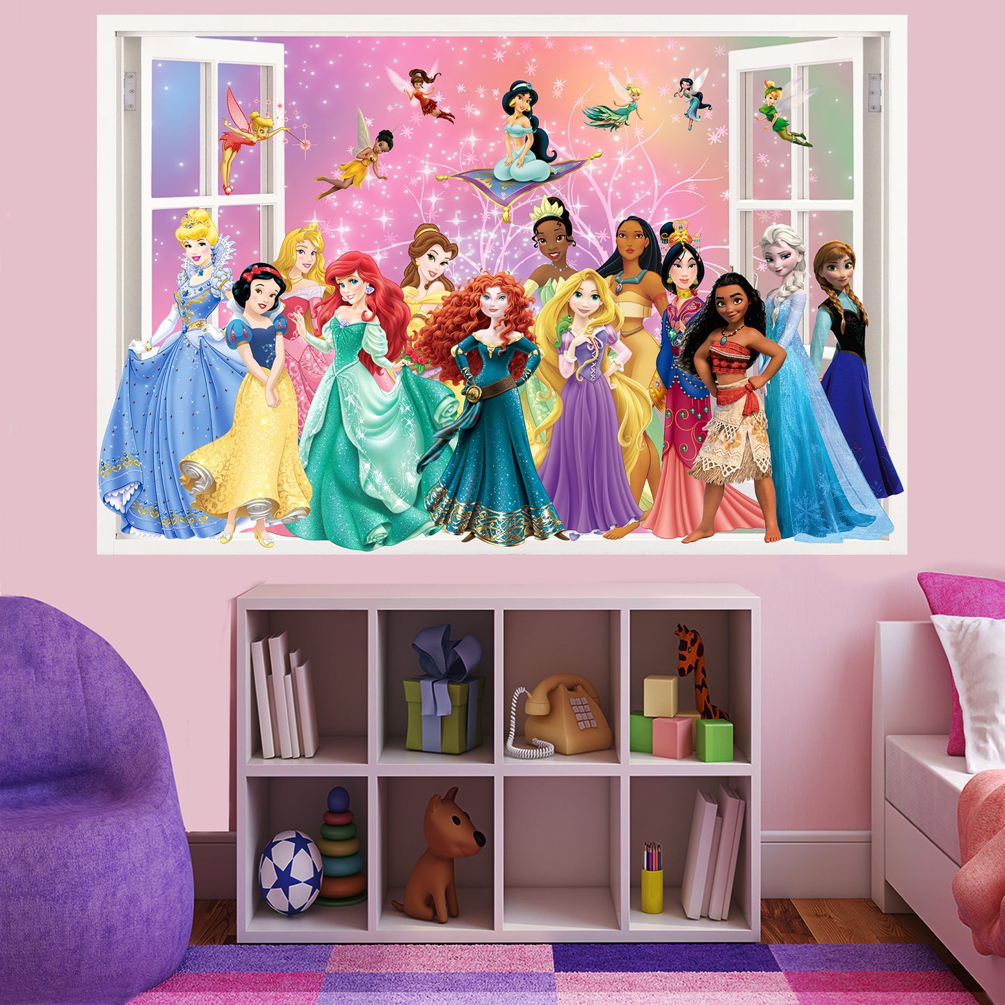 Princess Characters Wall Sticker Art Poster Elsa Ariel Decal Mural Nursery Room Decor 720