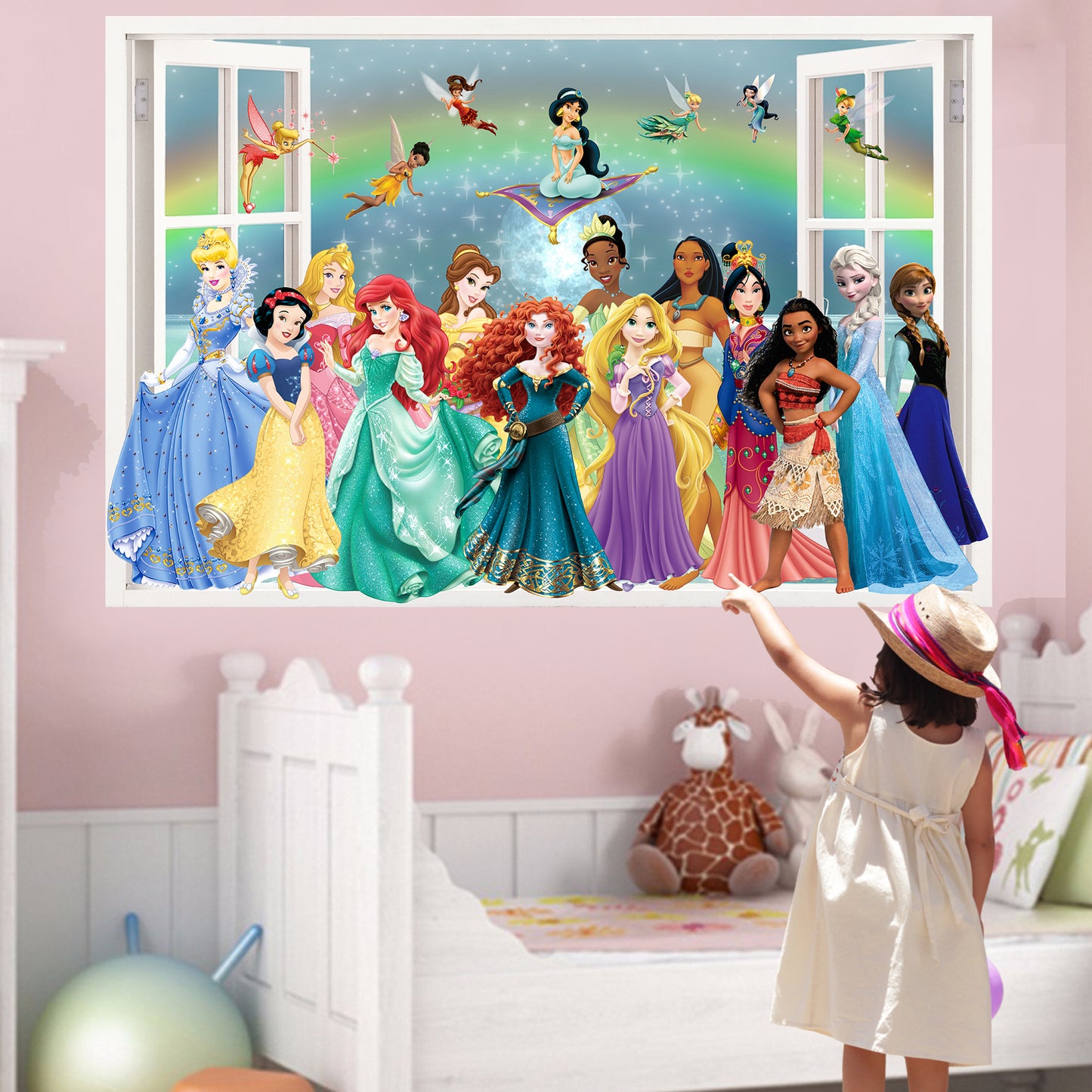Princess Characters Wall Sticker Art Poster Elsa Snow White Decal Mural Nursery Room Decor 721
