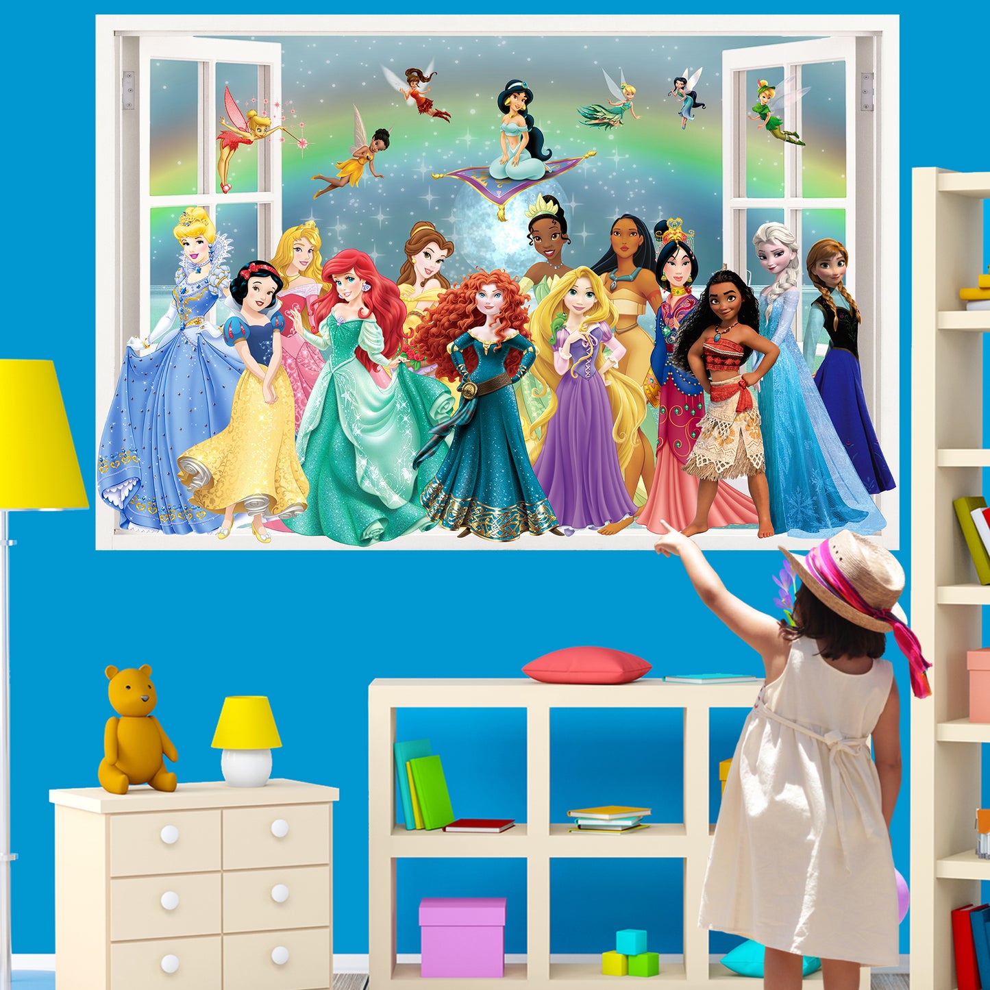 Princess Characters Wall Sticker Art Poster Elsa Snow White Decal Mural Nursery Room Decor 721