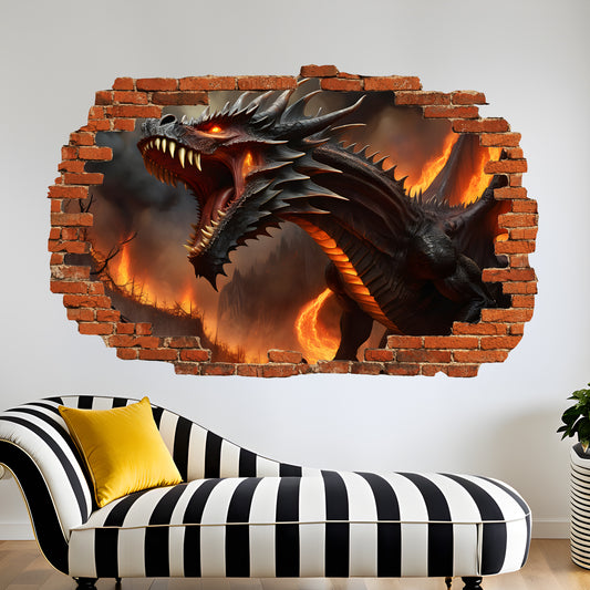 Fire-breathing Dragon Decal Poster