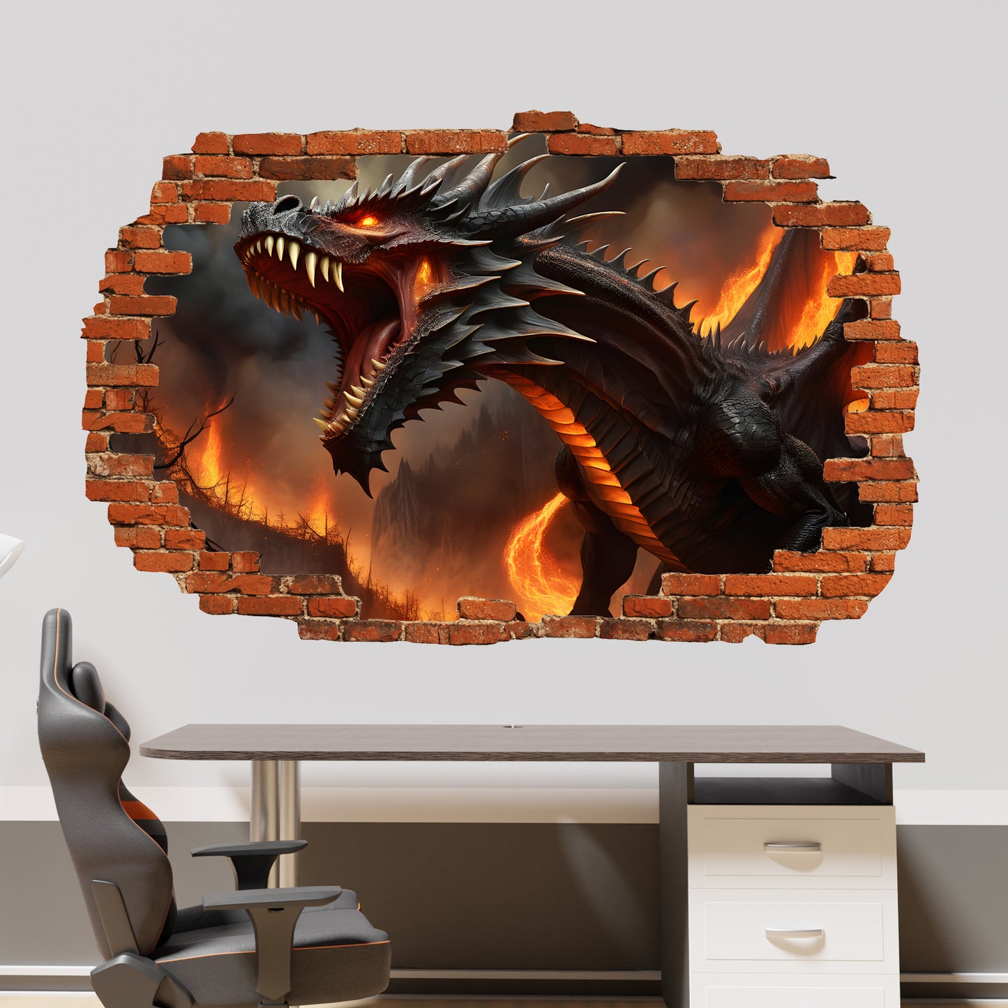Fire-breathing Dragon Decal Poster