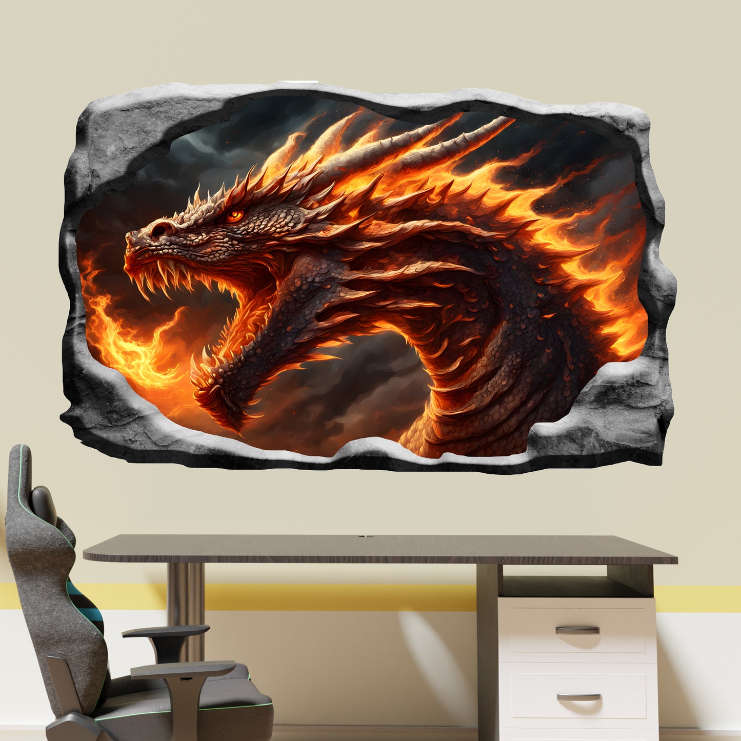 3D Majestic Dragon Decal Poster Self-adhesive Wall Sticker