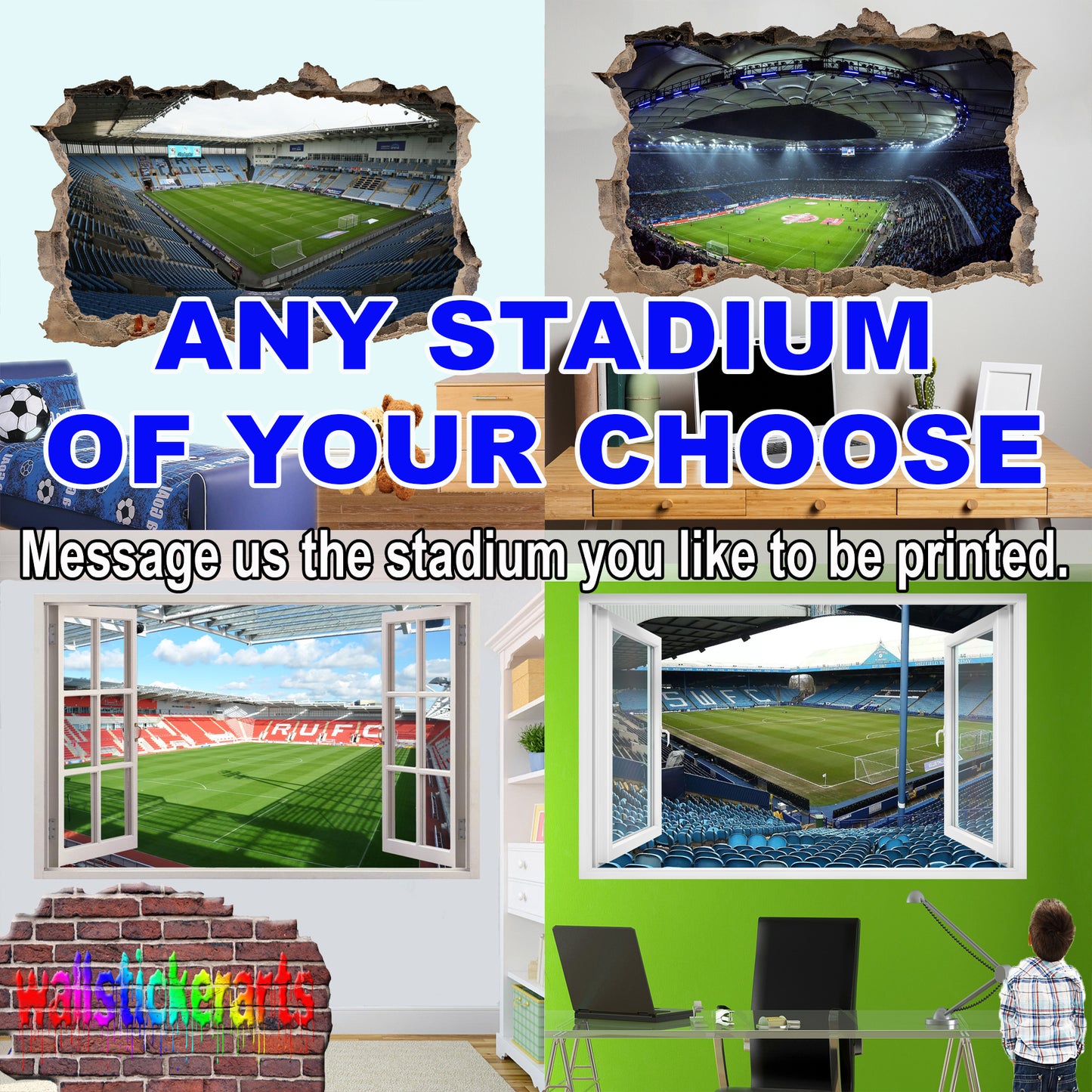 Any Football Stadium Custom Personalised Wall Sticker Mural Decal Room Office Home Decor