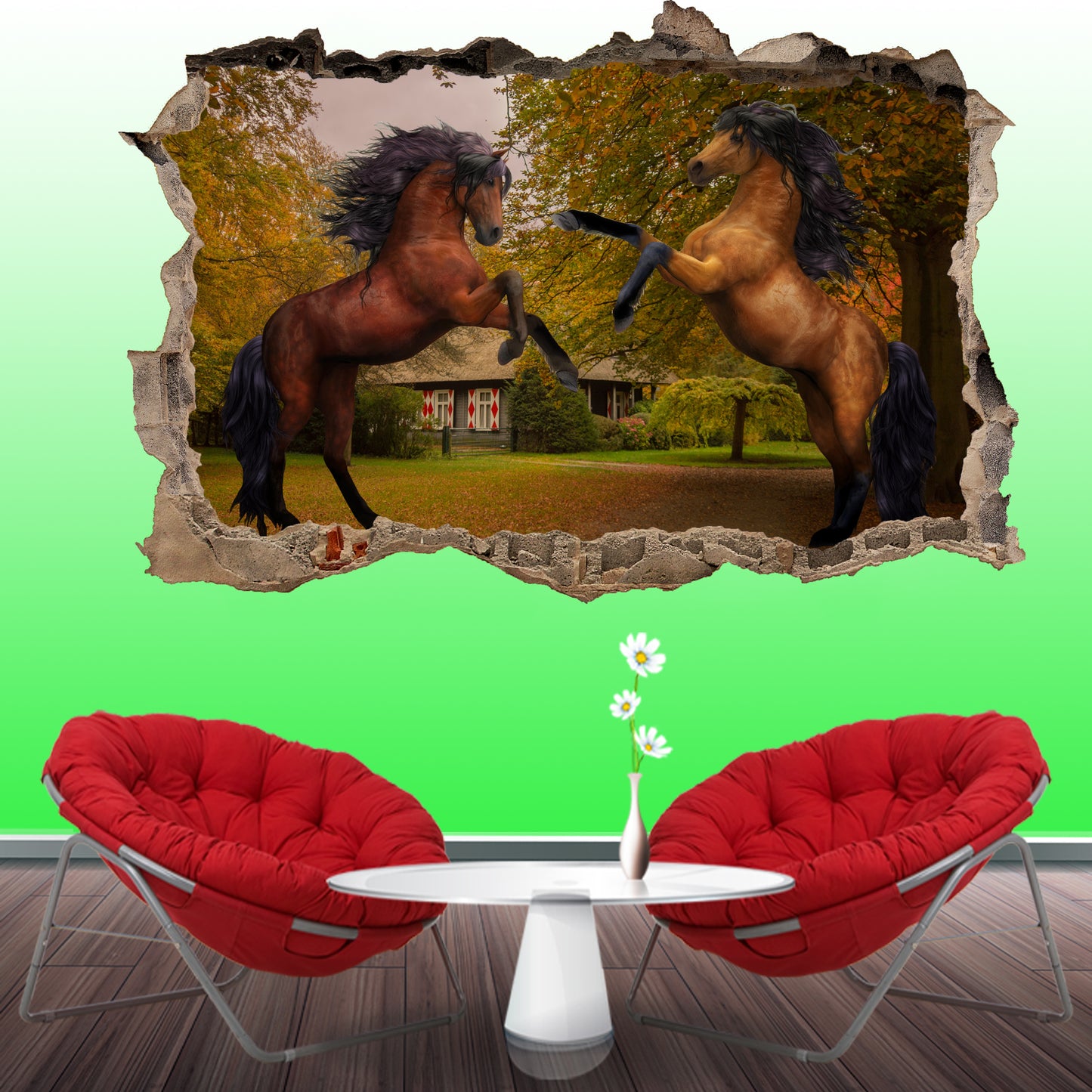 brown horses wall sticker mural decal