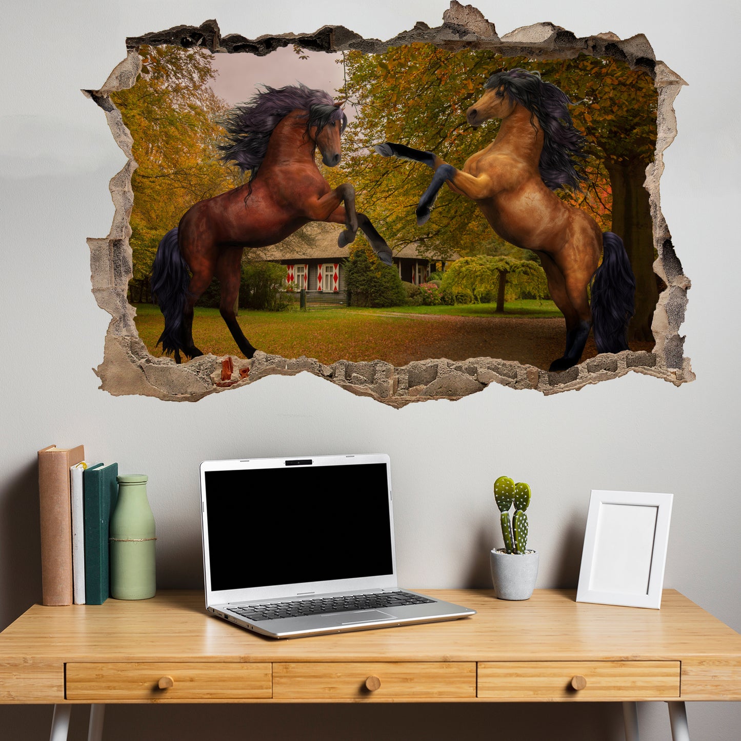 brown horses wall sticker mural decal