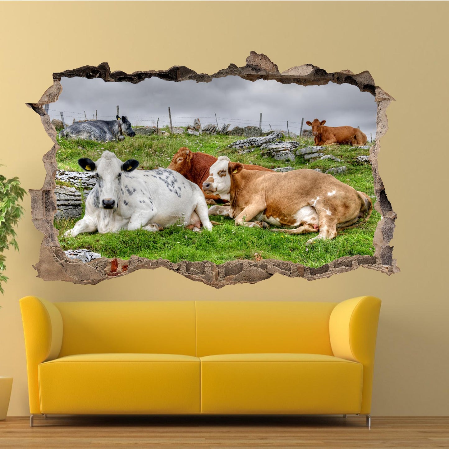 Cow and Cattle Wall Sticker Mural Decal Poster