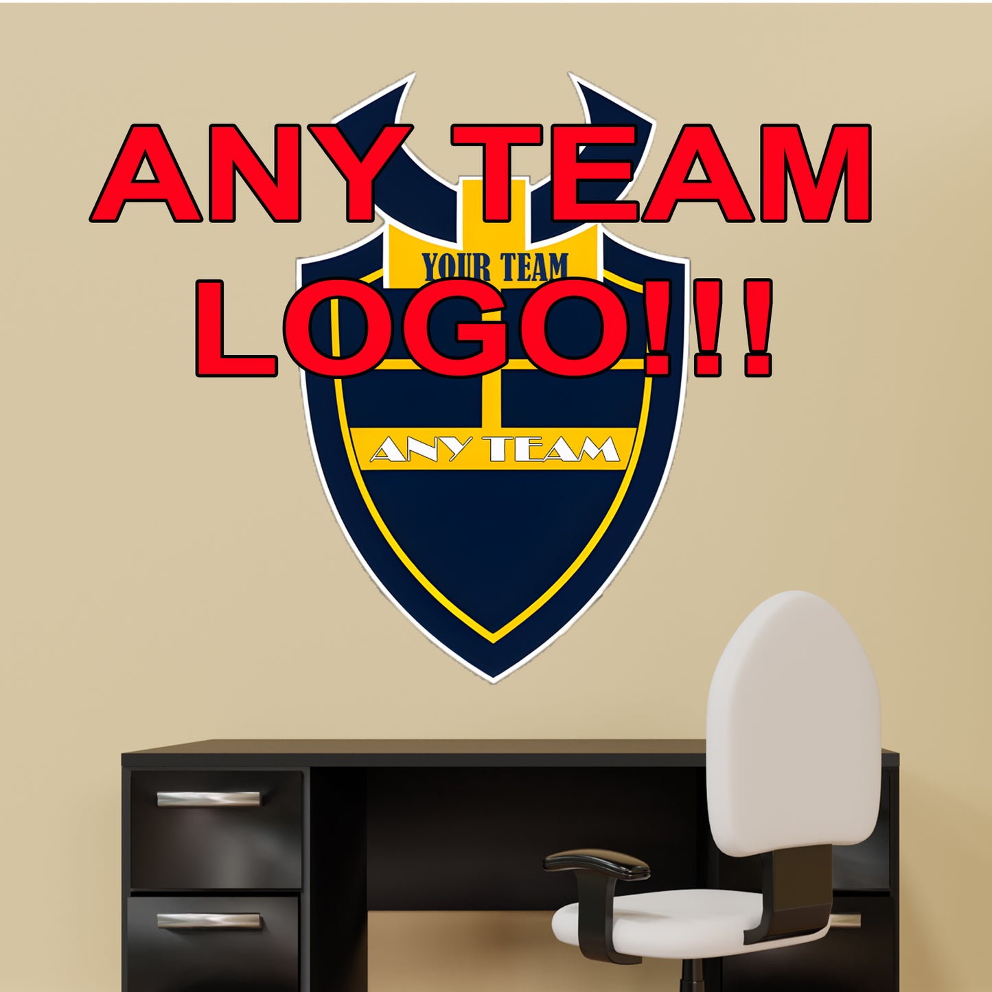 Any Sport Team Badge Crest Logo Wall Sticker Room Decor Decal Mural Football Basketball Rugby