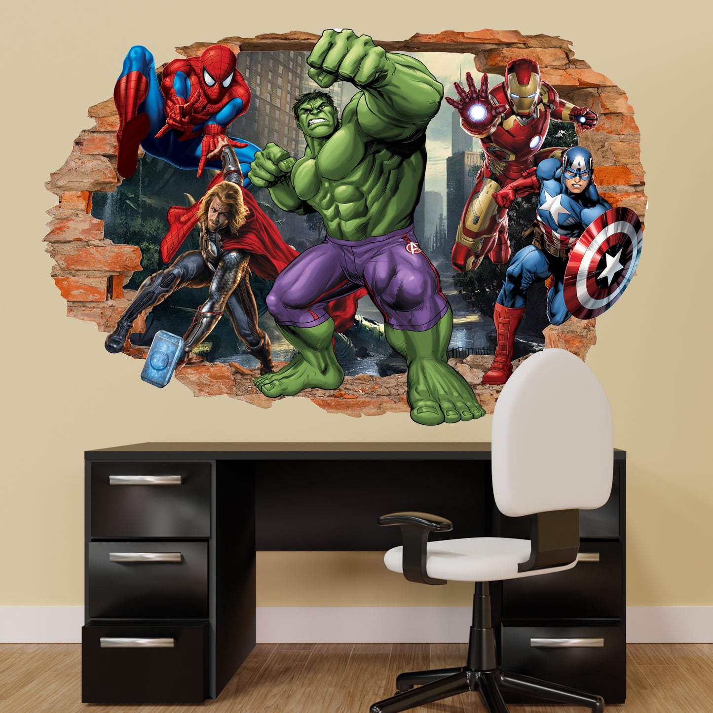 large avengers wall mural