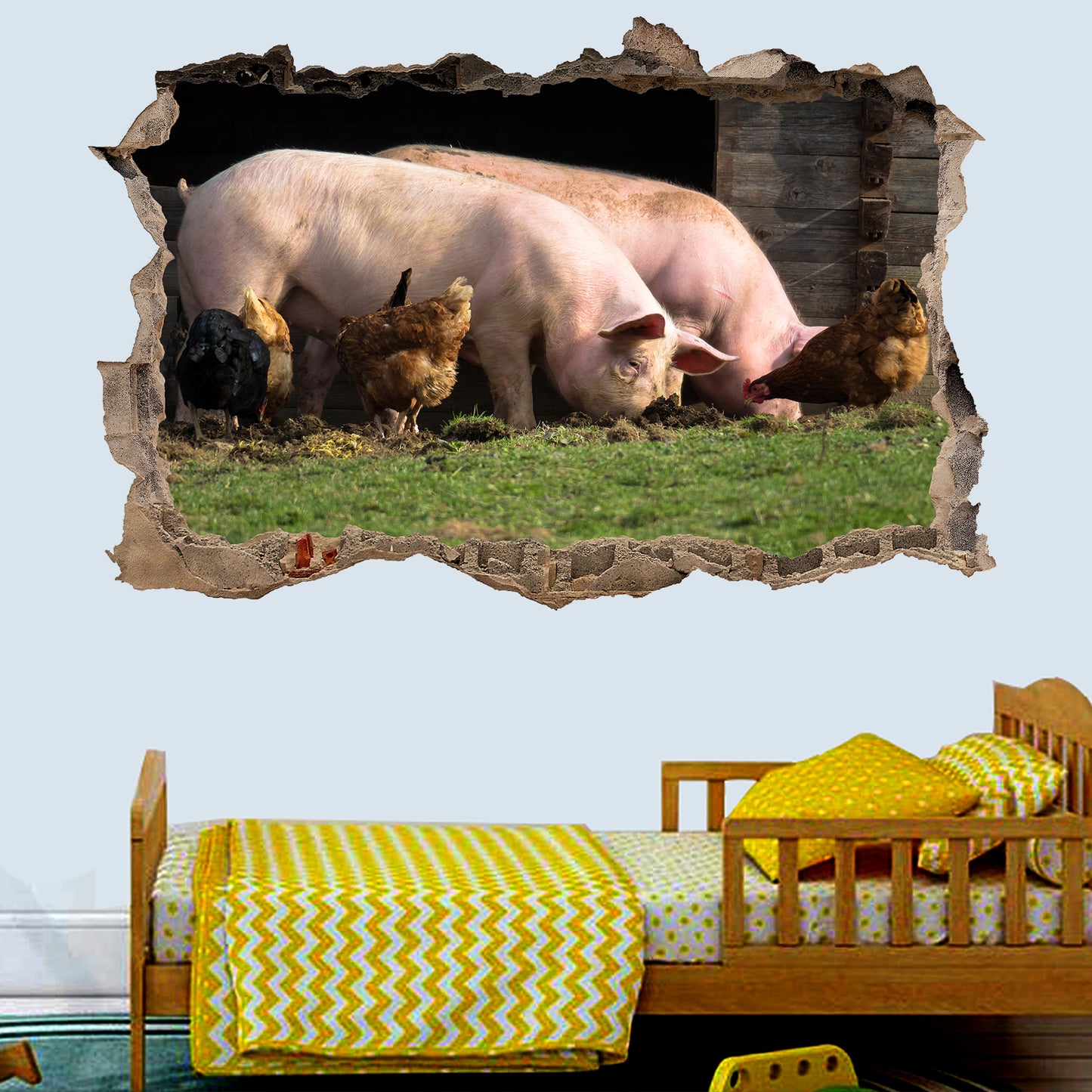 Chickens Pigs Wall Sticker Decal Mural