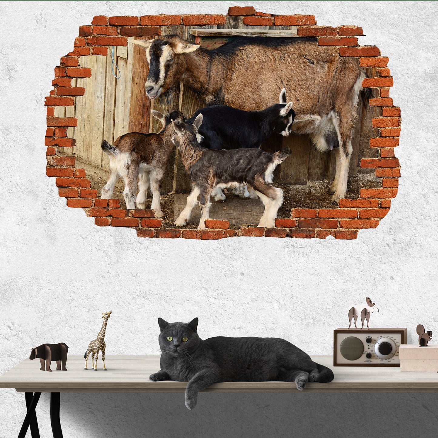 Goat and Kids Wall Sticker Mural Decal Poster