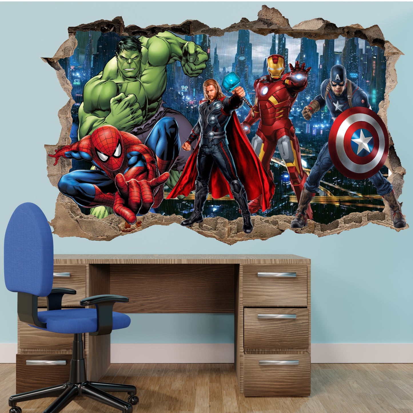 Extra Big Avengers Wall Sticker Spiderman Hulk Thor Captain America Poster Office Nursery Room Decor Decal Mural QO5
