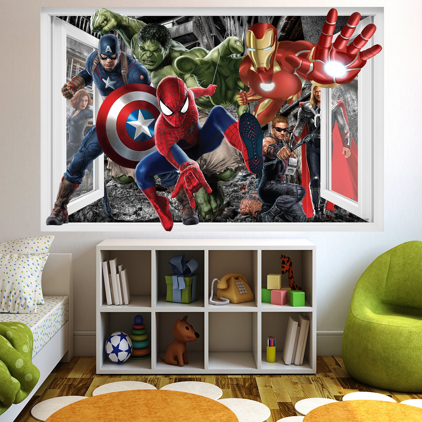Marvels Avengers Spiderman Ironman Hulk Captain America Thor Wall Sticker Poster Mural
