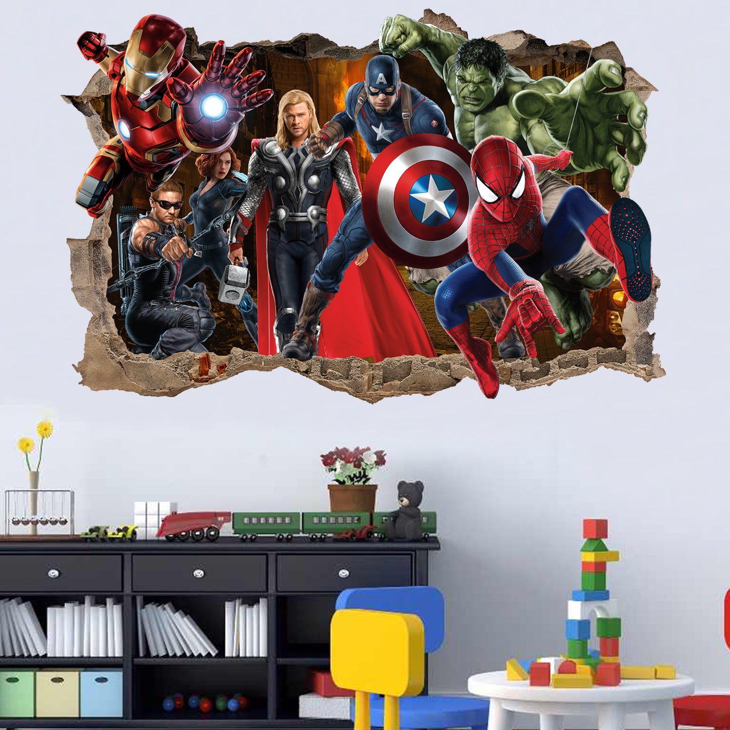 Marvels Avengers Spiderman Ironman Hulk Captain America Thor Wall Sticker Poster Mural