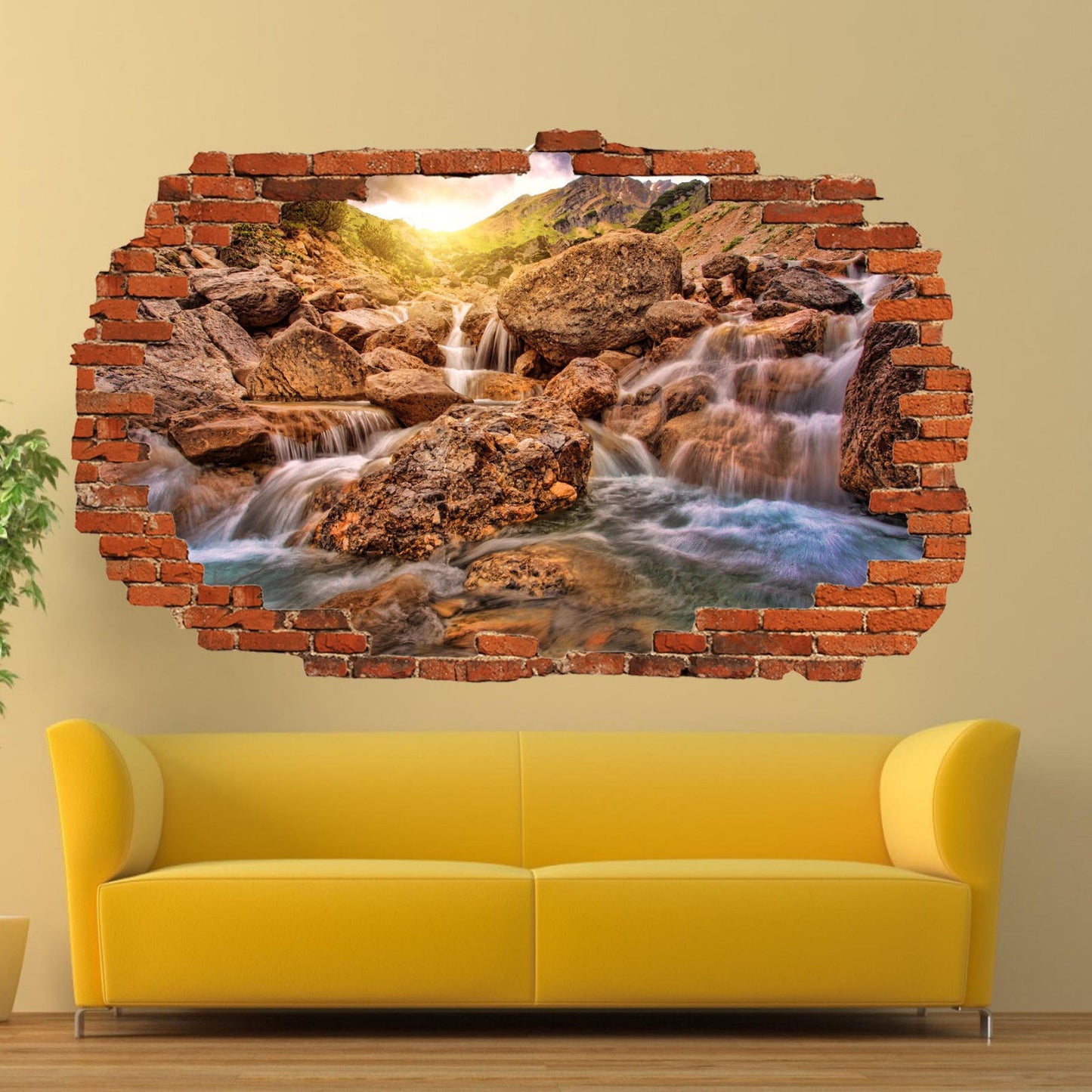 Stream River Sun Waterfall Wall Stickers 3d Art Mural Room Office Shop Decor SB7