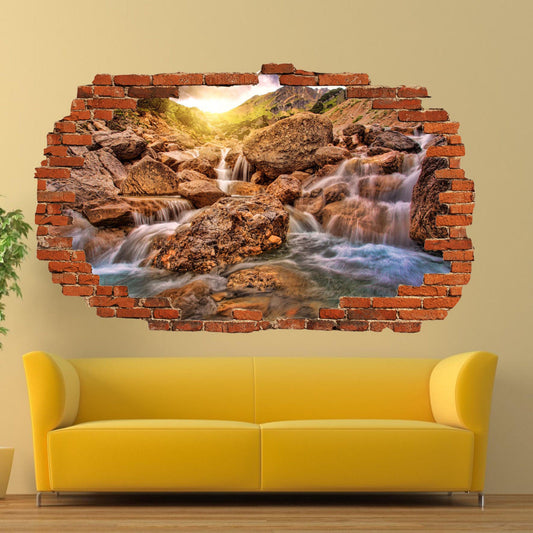 Stream River Sun Waterfall Wall Stickers 3d Art Mural Room Office Shop Decor SB7