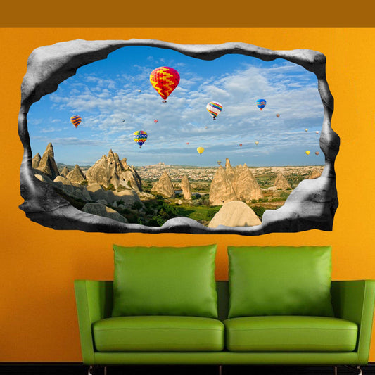 Air Balloons Cappadocia Wall Stickers 3d Art Mural Room Office Shop Decor SB8