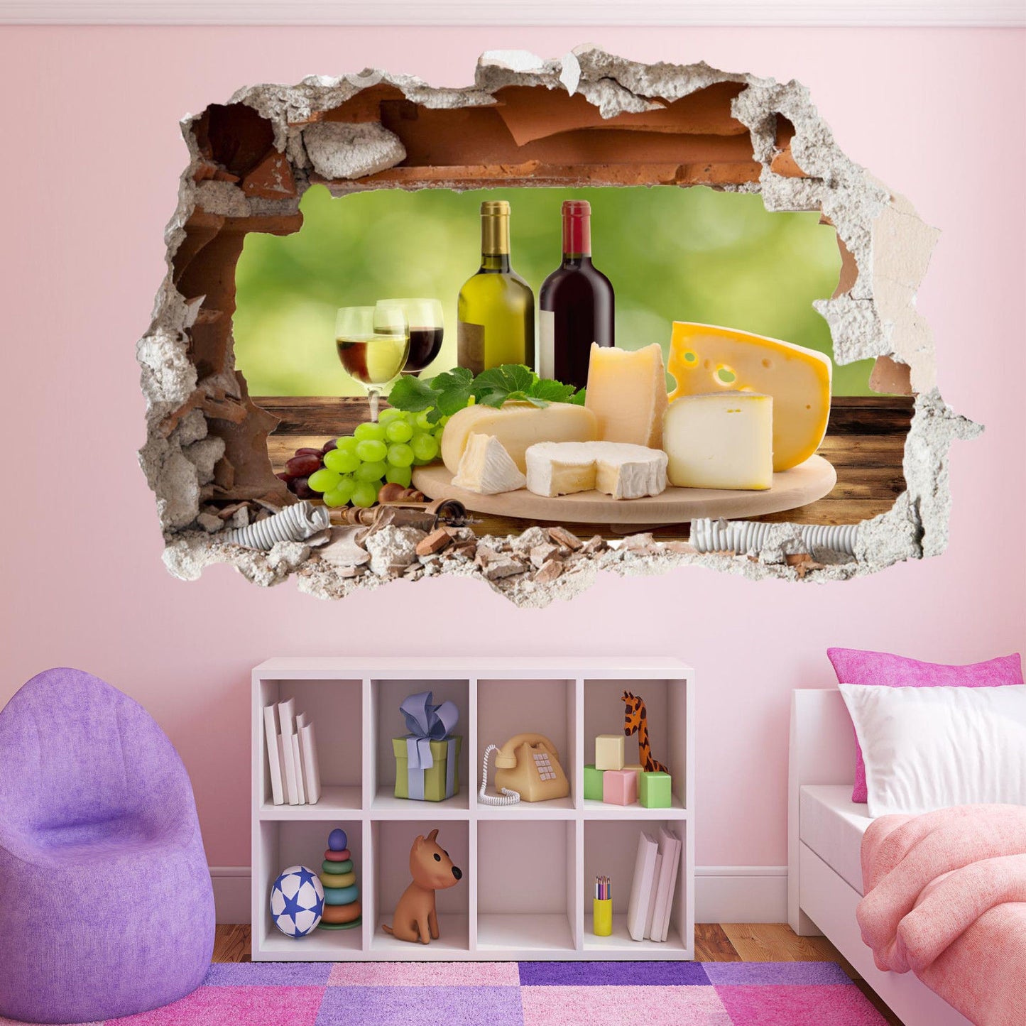 Luxury Cheese Grapes Wine Wall Stickers 3d Art Mural Room Office Shop Decor SB9