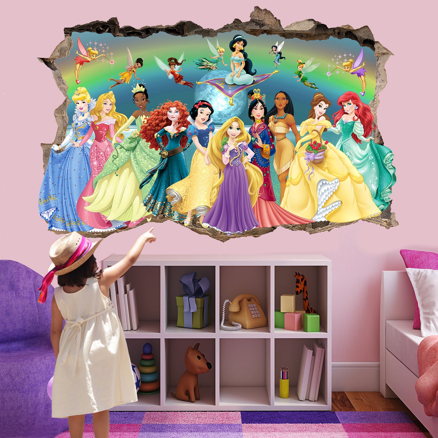 Disney princess ariel jasmine belle rapunzel wall sticker poster mural decal