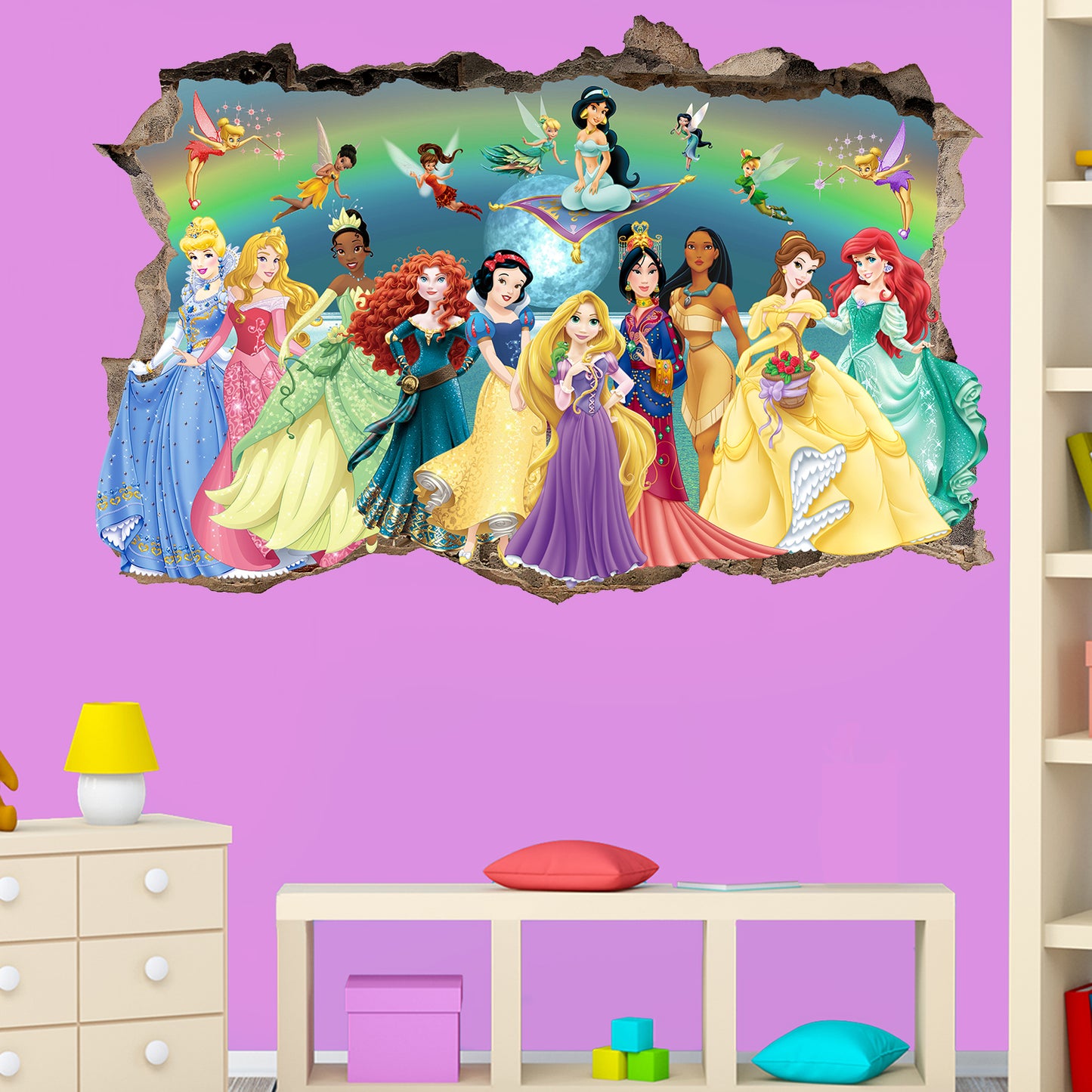 Disney princess ariel jasmine belle rapunzel wall sticker poster mural decal