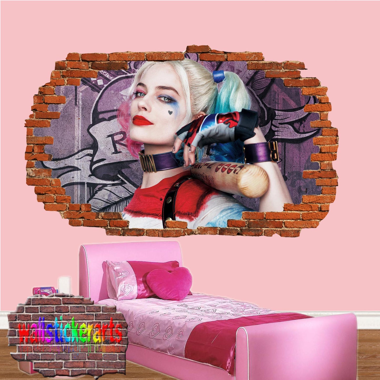 Superheroes Harley Quinn Wall Sticker 3d Art Poster Room Office Nursery Decor Decal Mural A12