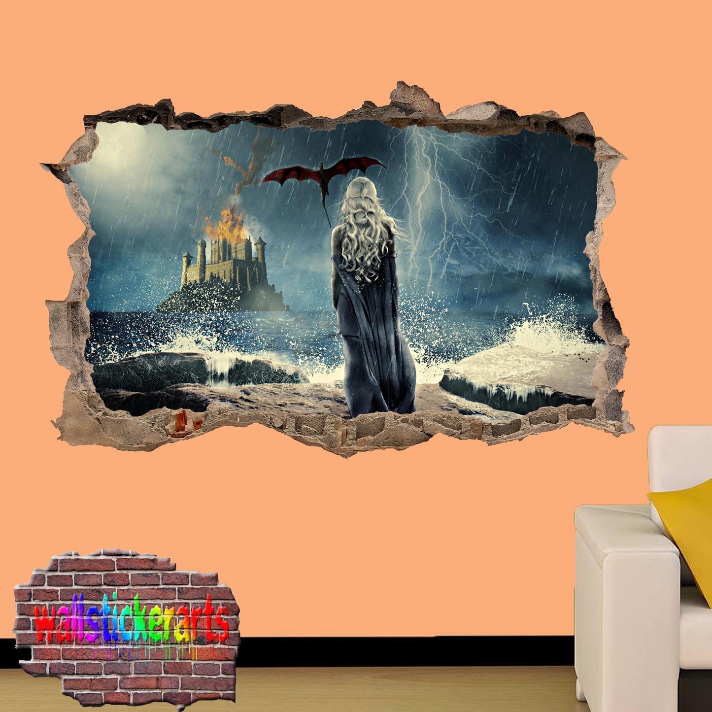 Daenerys Khaleesi Game of Thrones Character Wall Sticker 3d Art Poster Room Office Home Decor Decal Mural AA7