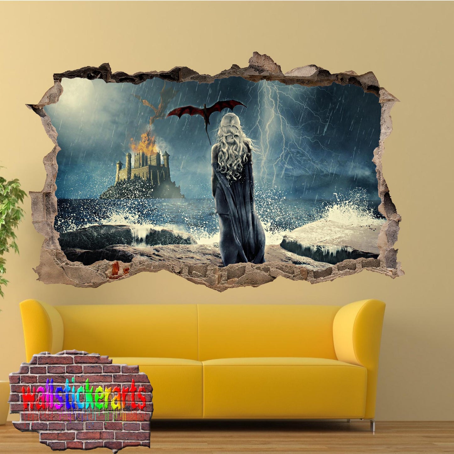 Daenerys Khaleesi Game of Thrones Character Wall Sticker 3d Art Poster Room Office Home Decor Decal Mural AA7