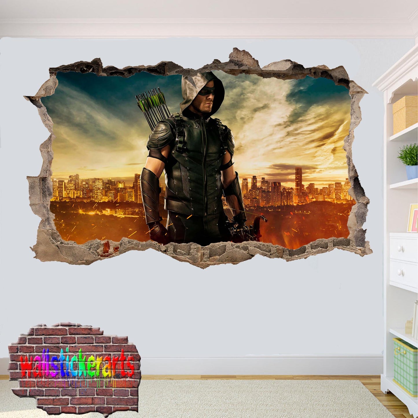 super hero arrow wall sticker poster mural decal
