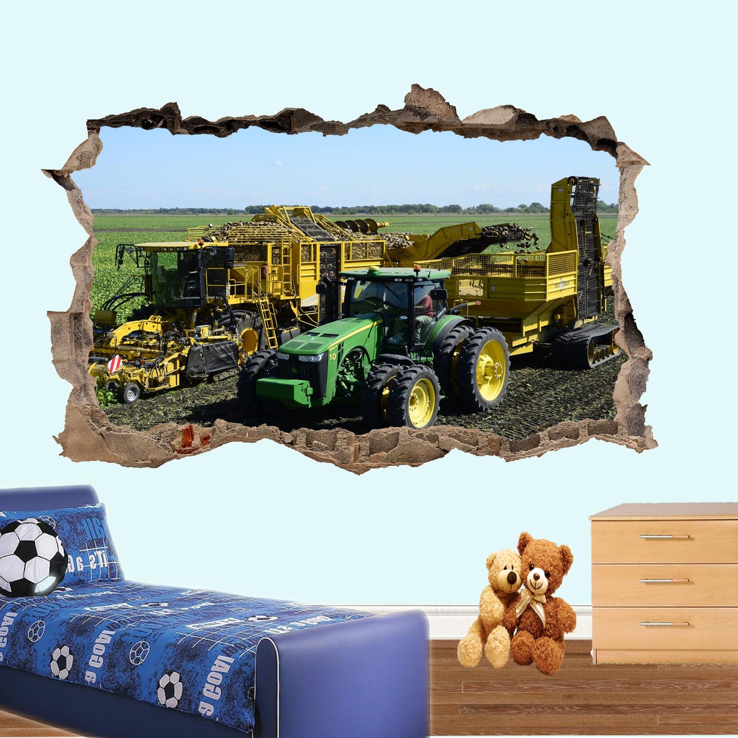 POTATO HARVESTER AND TRACTOR WALL STICKERS POSTER