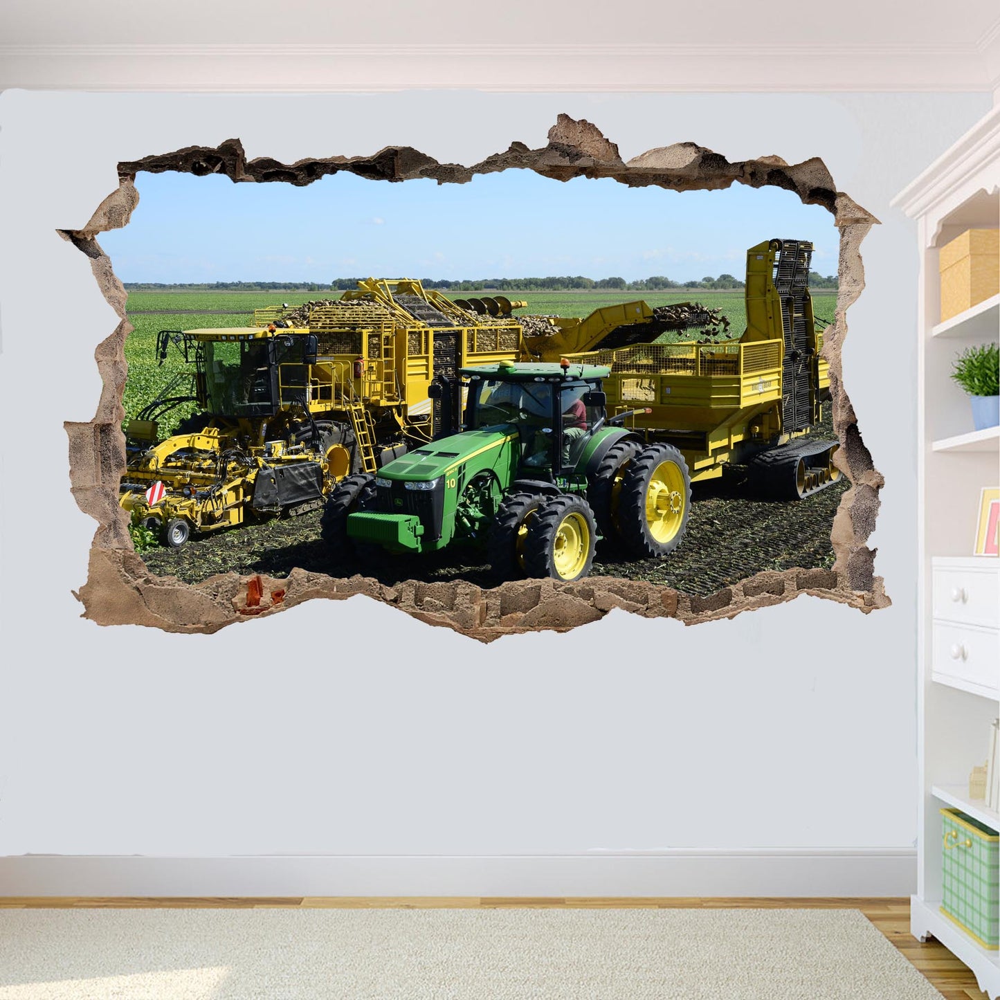 POTATO HARVESTER AND TRACTOR WALL STICKERS POSTER