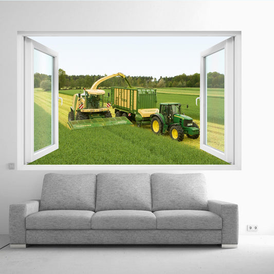 AGRICULTURAL MACHINERY KRONE AND JOHN DEERE TRACTOR COMBINE HARVESTER WALL STICKER
