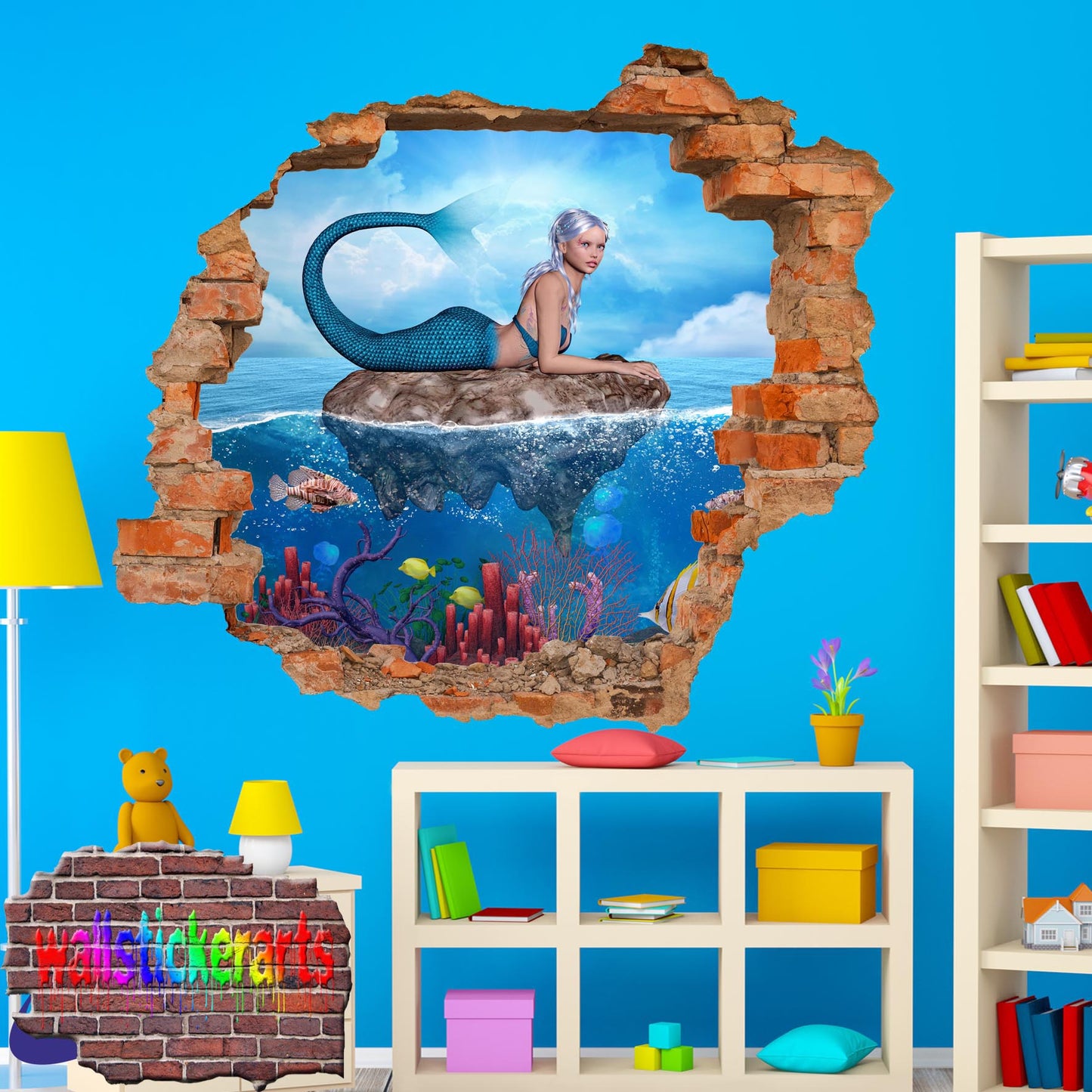 Mermaid Coral Fish 3d Art Wall Sticker Room Office Nursery Decor Decal Mural VB1