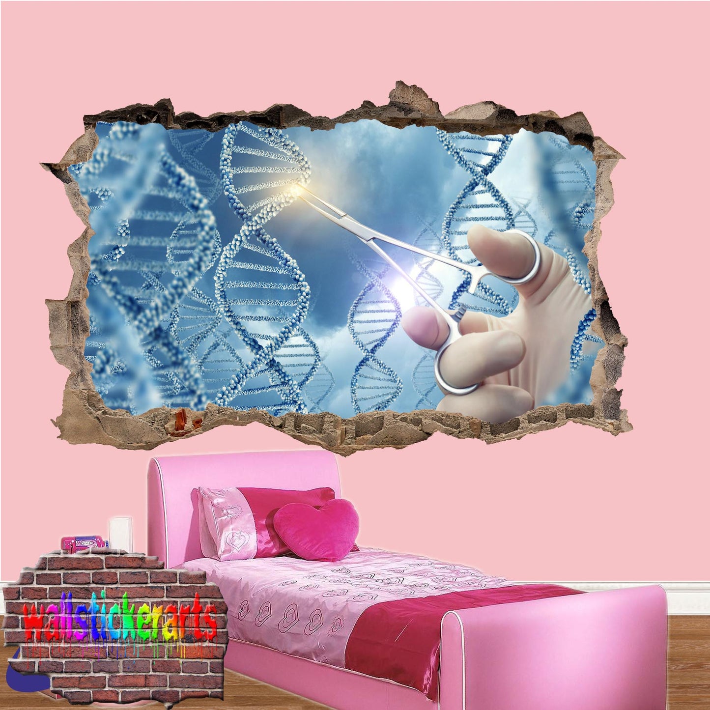 Dna Genetic Engineering Art 3d Effect Wall Sticker Room Office Nursery Shop Decoration Decal Mural VB9