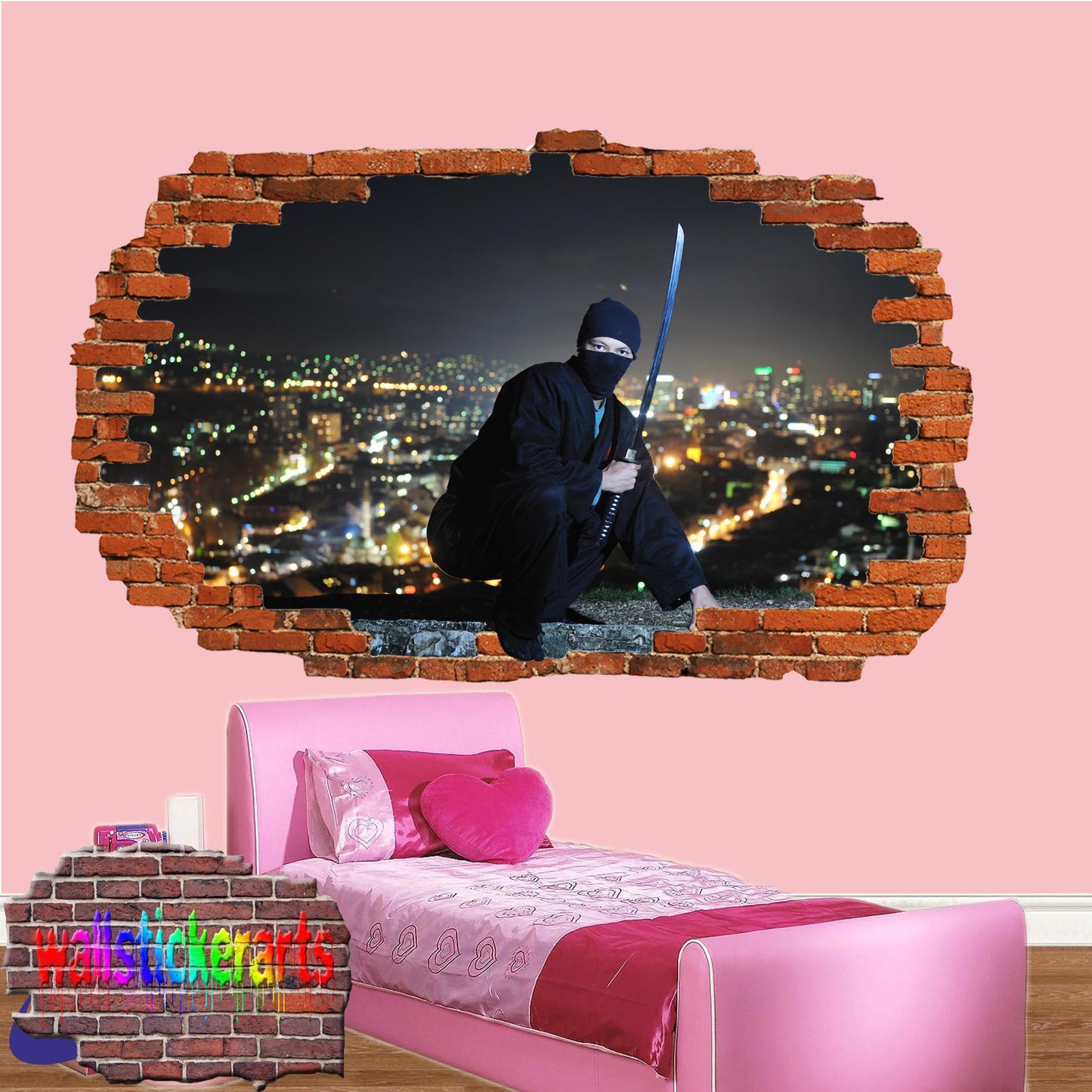 Woman Ninja Assassin 3d Art Wall Sticker Room Office Nursery Decor Decal Mural VG3