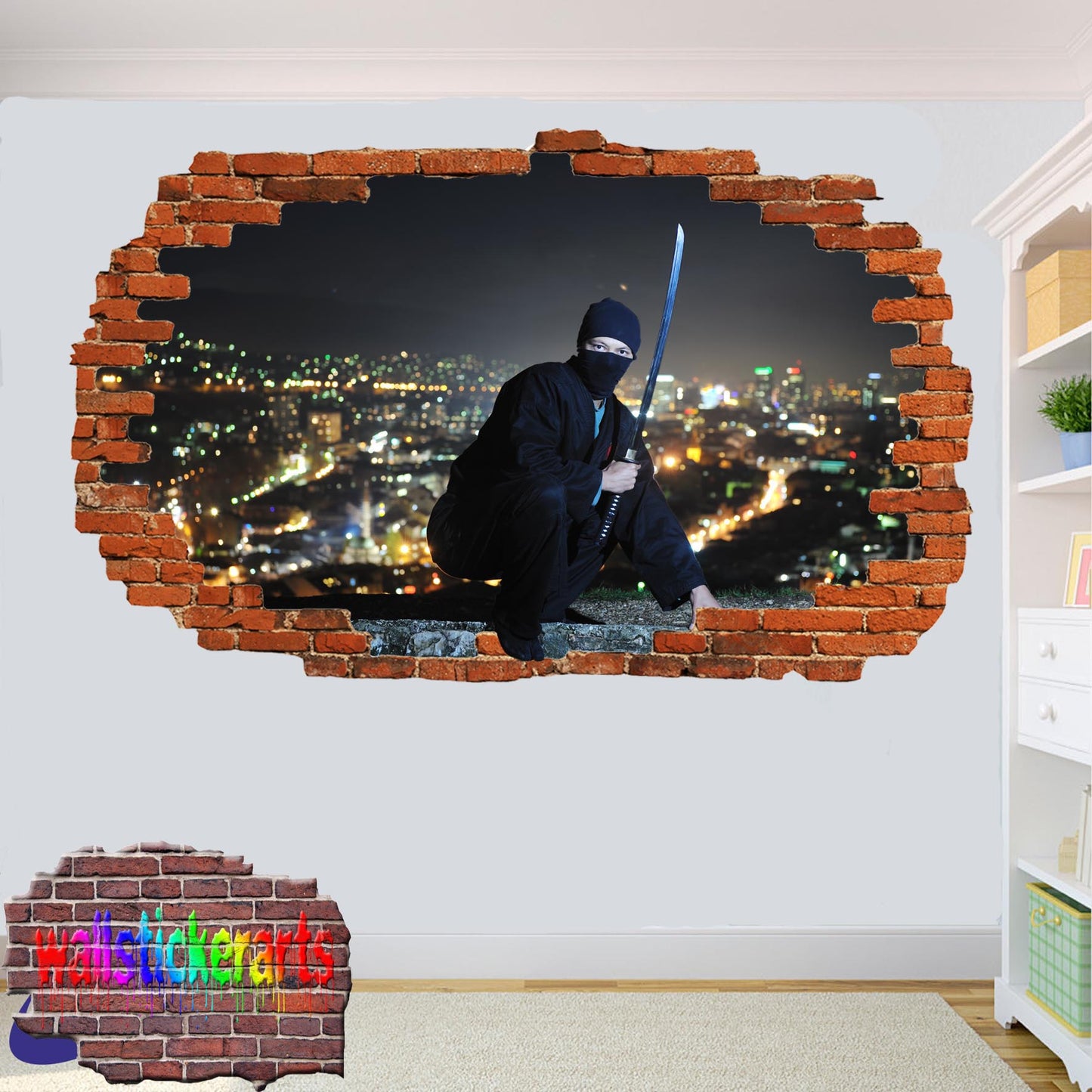 Woman Ninja Assassin 3d Art Wall Sticker Room Office Nursery Decor Decal Mural VG3