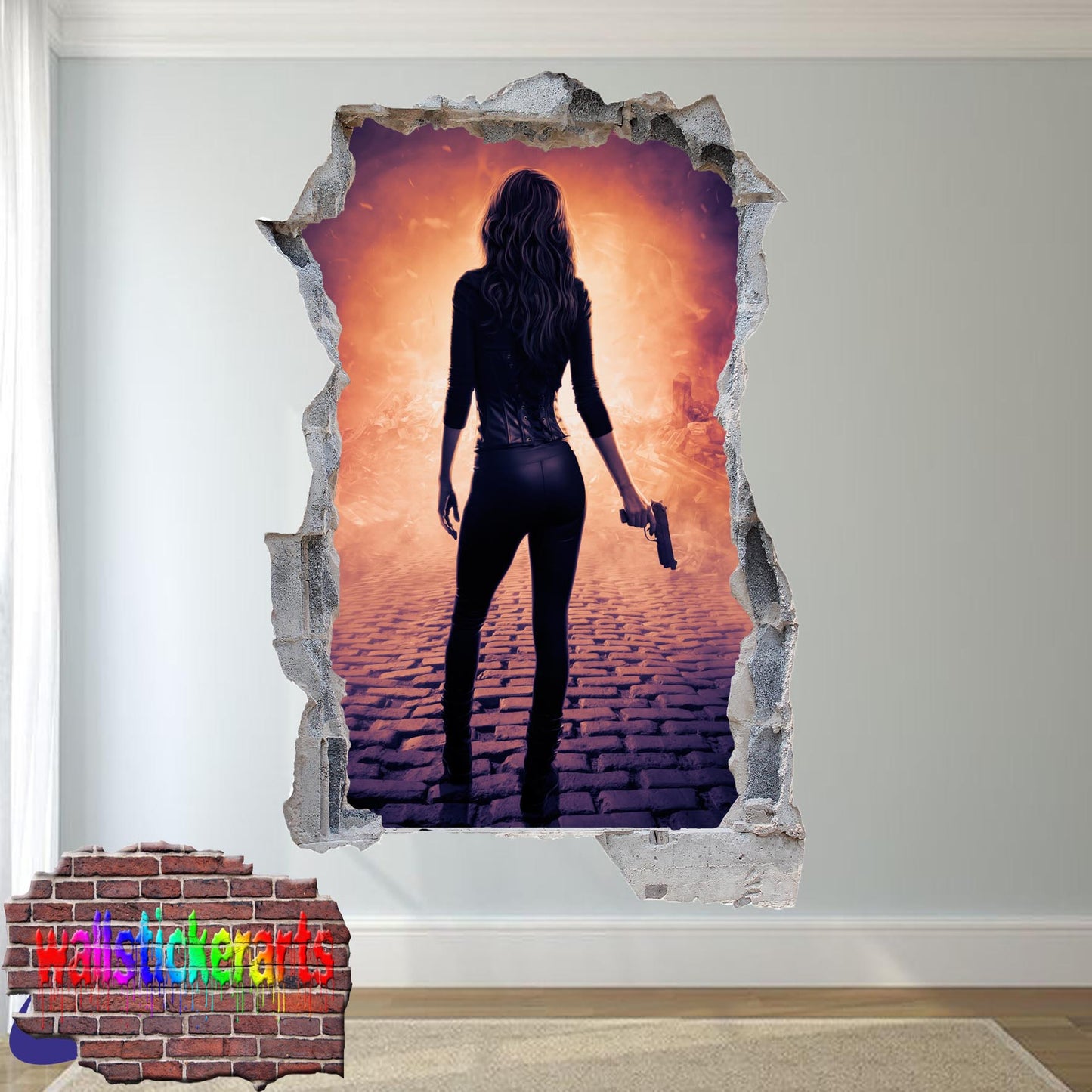 Woman Hitman Assassin 3d Art Wall Sticker Room Office Nursery Decor Decal Mural VG9